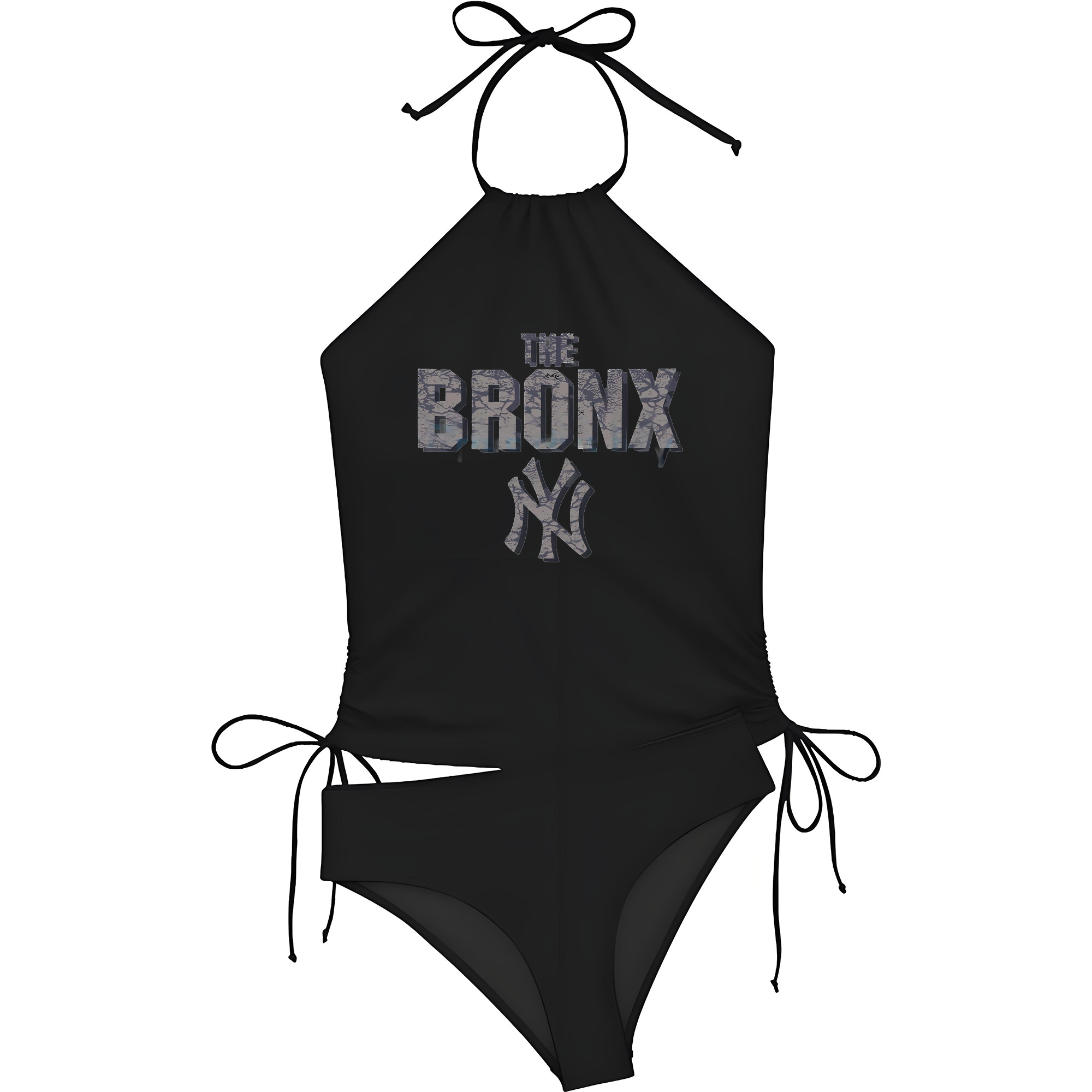 New York Yankees The Bronx Women's Heat Transfer Printed Two-Piece Bikini Set – Sexy One-Shoulder Top & Triangle Bottom, Soft Nylon-Spandex, Perfect for Beach, Pool & Vacation