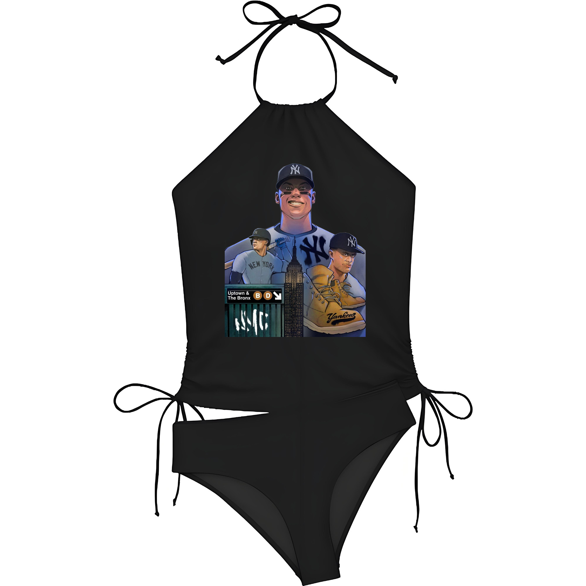 New York Yankees 273 Women's Heat Transfer Printed Two-Piece Bikini Set – Sexy One-Shoulder Top & Triangle Bottom, Soft Nylon-Spandex, Perfect for Beach, Pool & Vacation