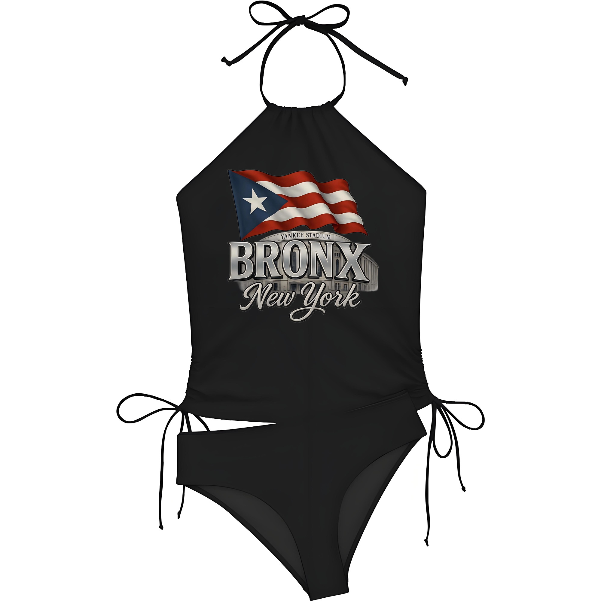 New York Yankees BRONX Yankees Stadium Women's Heat Transfer Printed Two-Piece Bikini Set – Sexy One-Shoulder Top & Triangle Bottom, Soft Nylon-Spandex, Perfect for Beach, Pool & Vacation
