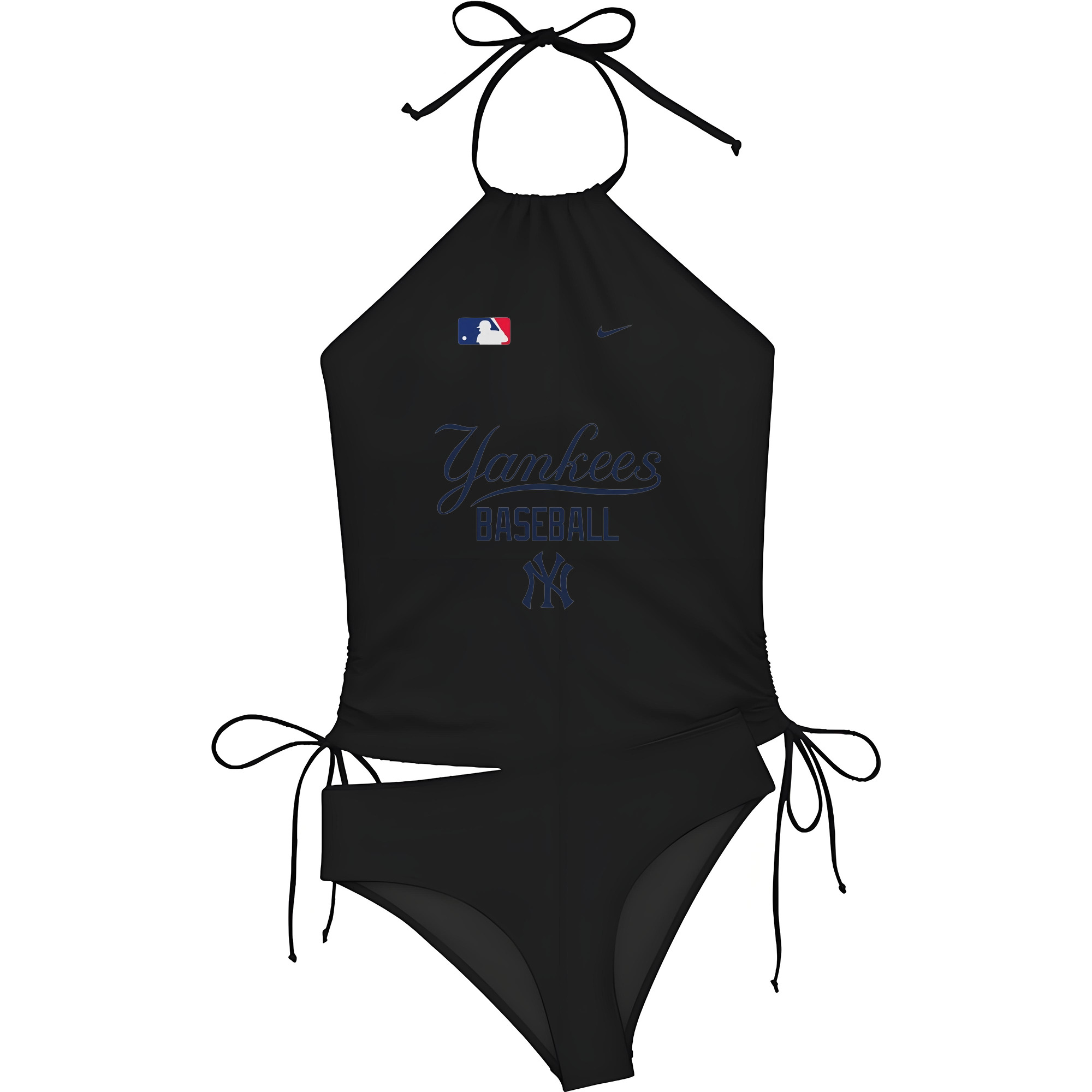 New York Yankees Baseball Women's Heat Transfer Printed Two-Piece Bikini Set – Sexy One-Shoulder Top & Triangle Bottom, Soft Nylon-Spandex, Perfect for Beach, Pool & Vacation