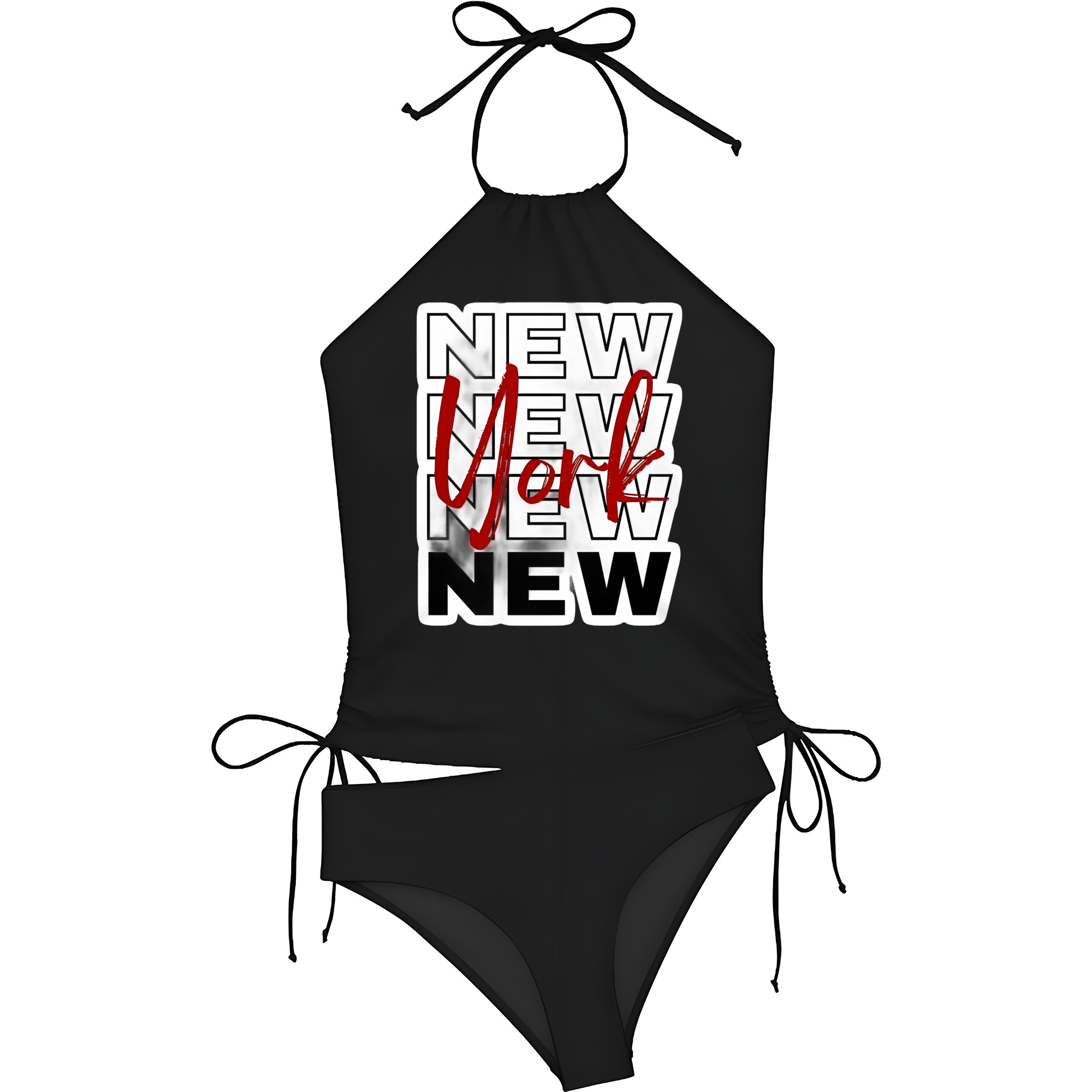 New York Yankees New York Logo Women's Heat Transfer Printed Two-Piece Bikini Set – Sexy One-Shoulder Top & Triangle Bottom, Soft Nylon-Spandex, Perfect for Beach, Pool & Vacation