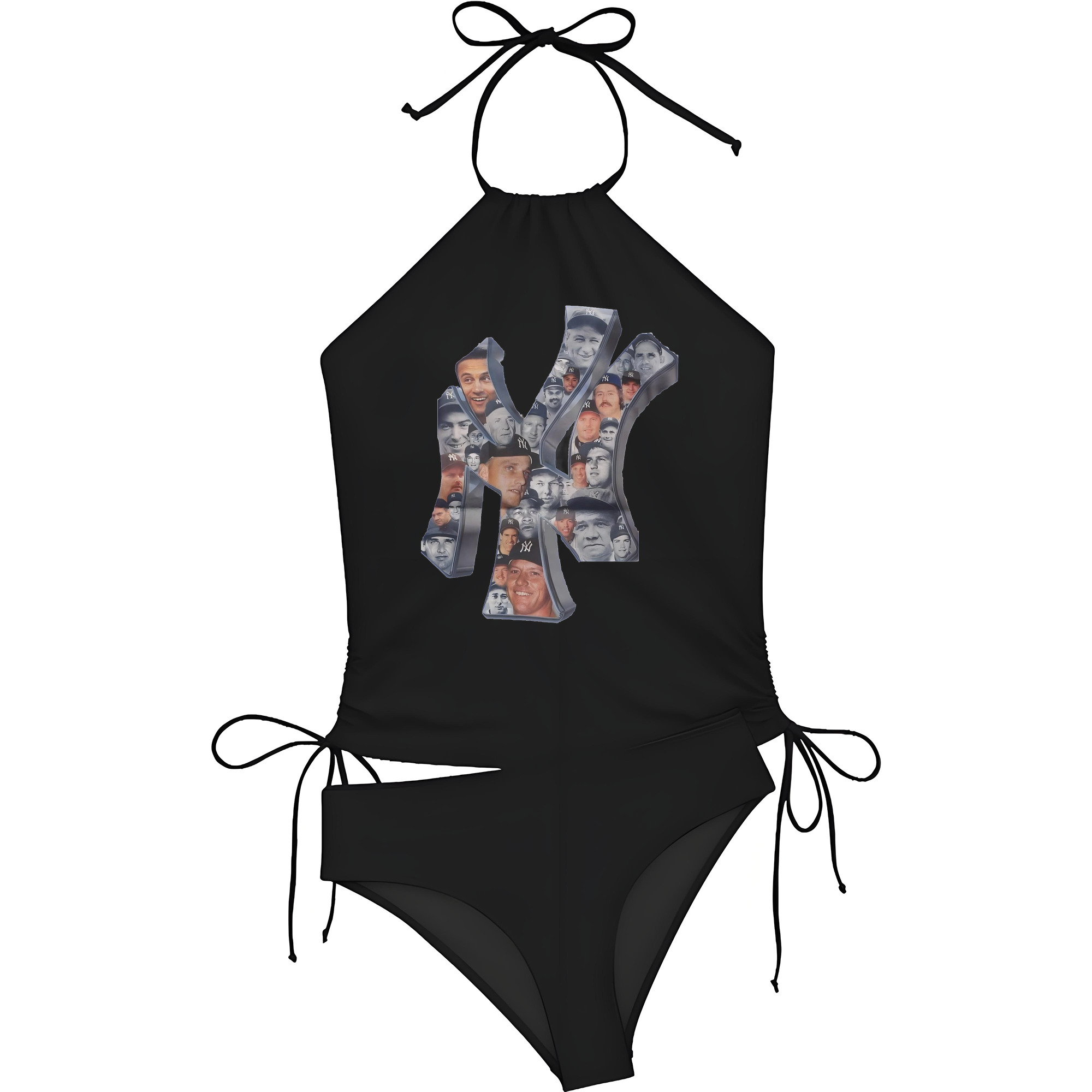 New York Yankees 279 Women's Heat Transfer Printed Two-Piece Bikini Set – Sexy One-Shoulder Top & Triangle Bottom, Soft Nylon-Spandex, Perfect for Beach, Pool & Vacation