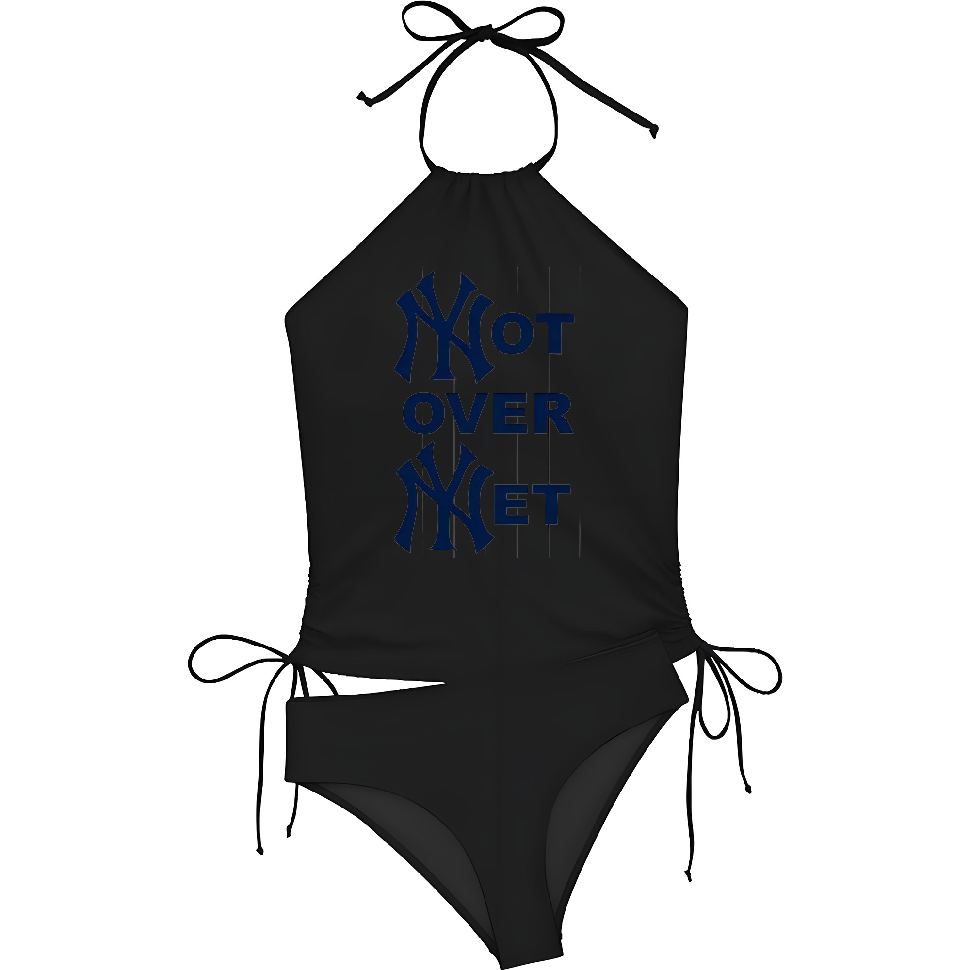 New York Yankees Not over Net Women's Heat Transfer Printed Two-Piece Bikini Set – Sexy One-Shoulder Top & Triangle Bottom, Soft Nylon-Spandex, Perfect for Beach, Pool & Vacation