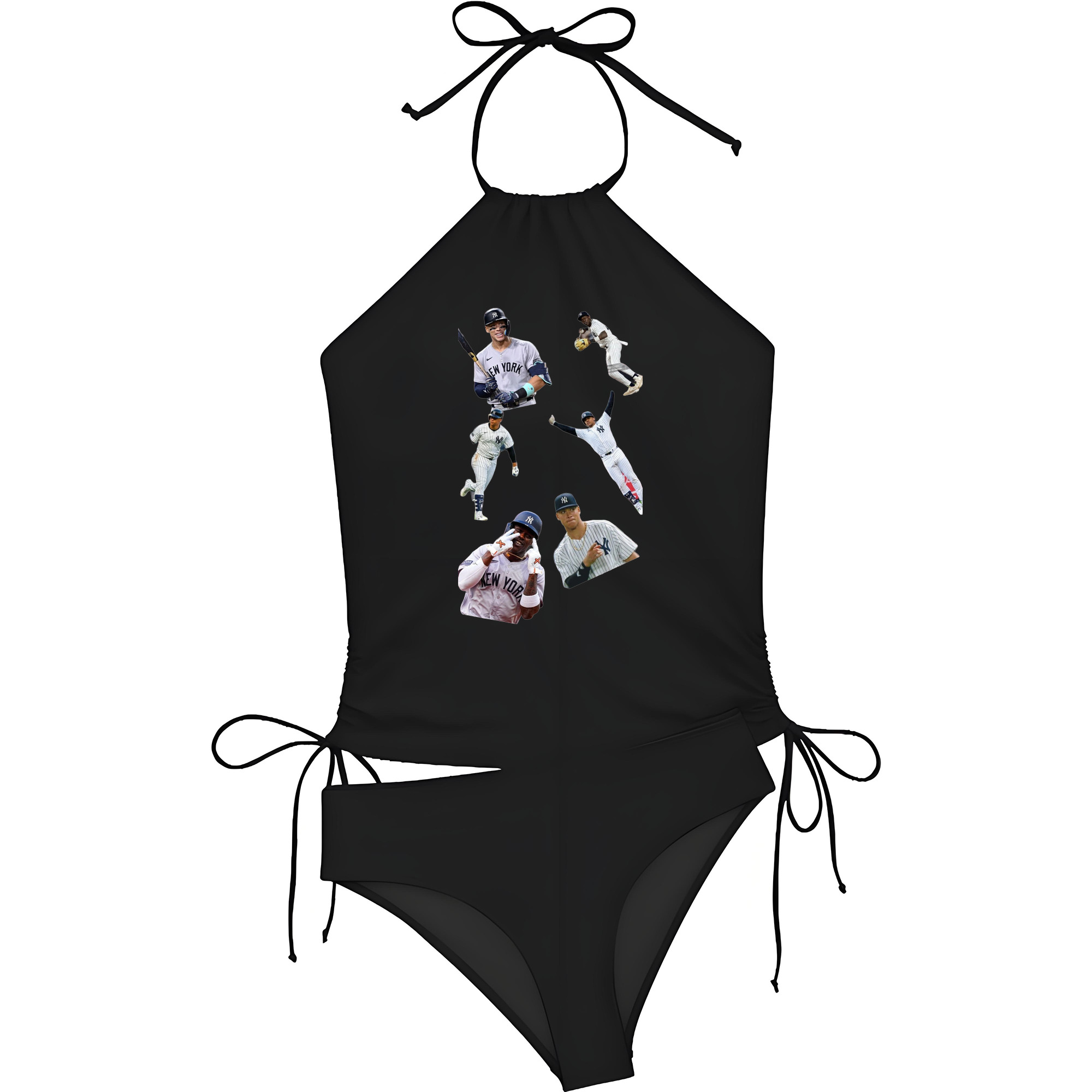 New York Yankees 284 Women's Heat Transfer Printed Two-Piece Bikini Set – Sexy One-Shoulder Top & Triangle Bottom, Soft Nylon-Spandex, Perfect for Beach, Pool & Vacation