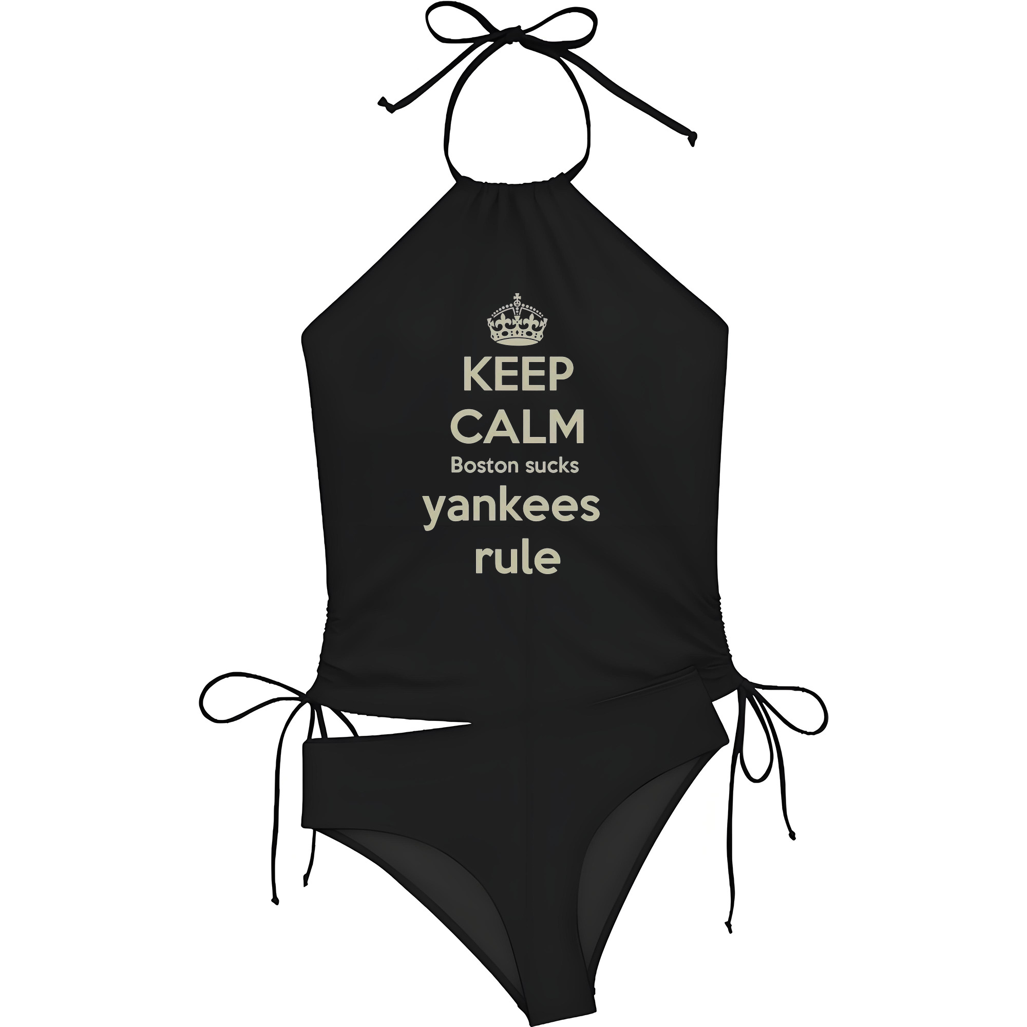 New York Yankees Keep Calm Yankees Rule Boston Sucks Women's Heat Transfer Printed Two-Piece Bikini Set – Sexy One-Shoulder Top & Triangle Bottom, Soft Nylon-Spandex, Perfect for Beach, Pool & Vacation