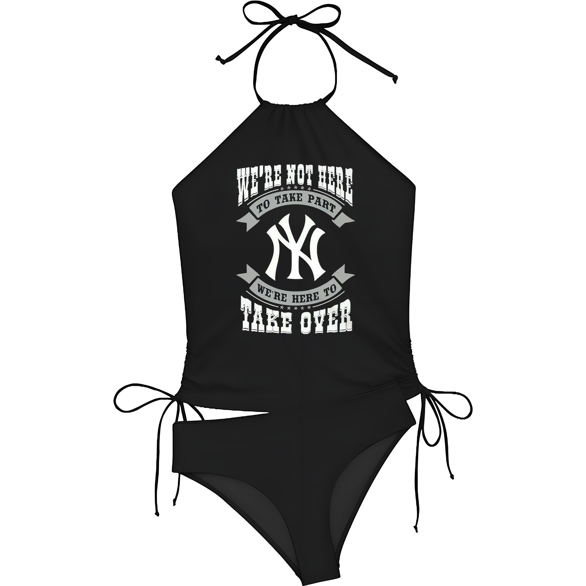 New York Yankees 276 Women's Heat Transfer Printed Two-Piece Bikini Set – Sexy One-Shoulder Top & Triangle Bottom, Soft Nylon-Spandex, Perfect for Beach, Pool & Vacation