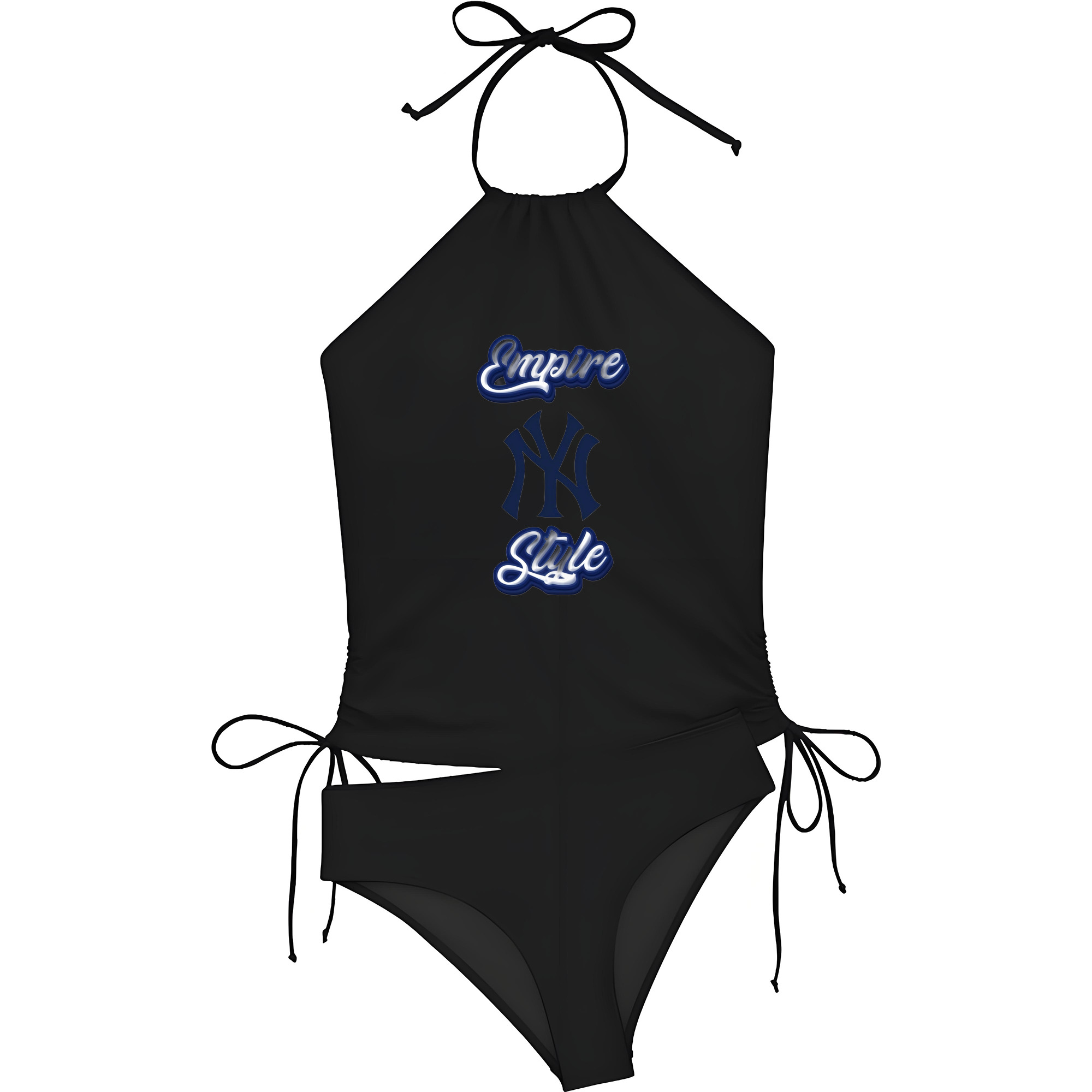 New York Yankees Empire Yankees Style Women's Heat Transfer Printed Two-Piece Bikini Set – Sexy One-Shoulder Top & Triangle Bottom, Soft Nylon-Spandex, Perfect for Beach, Pool & Vacation