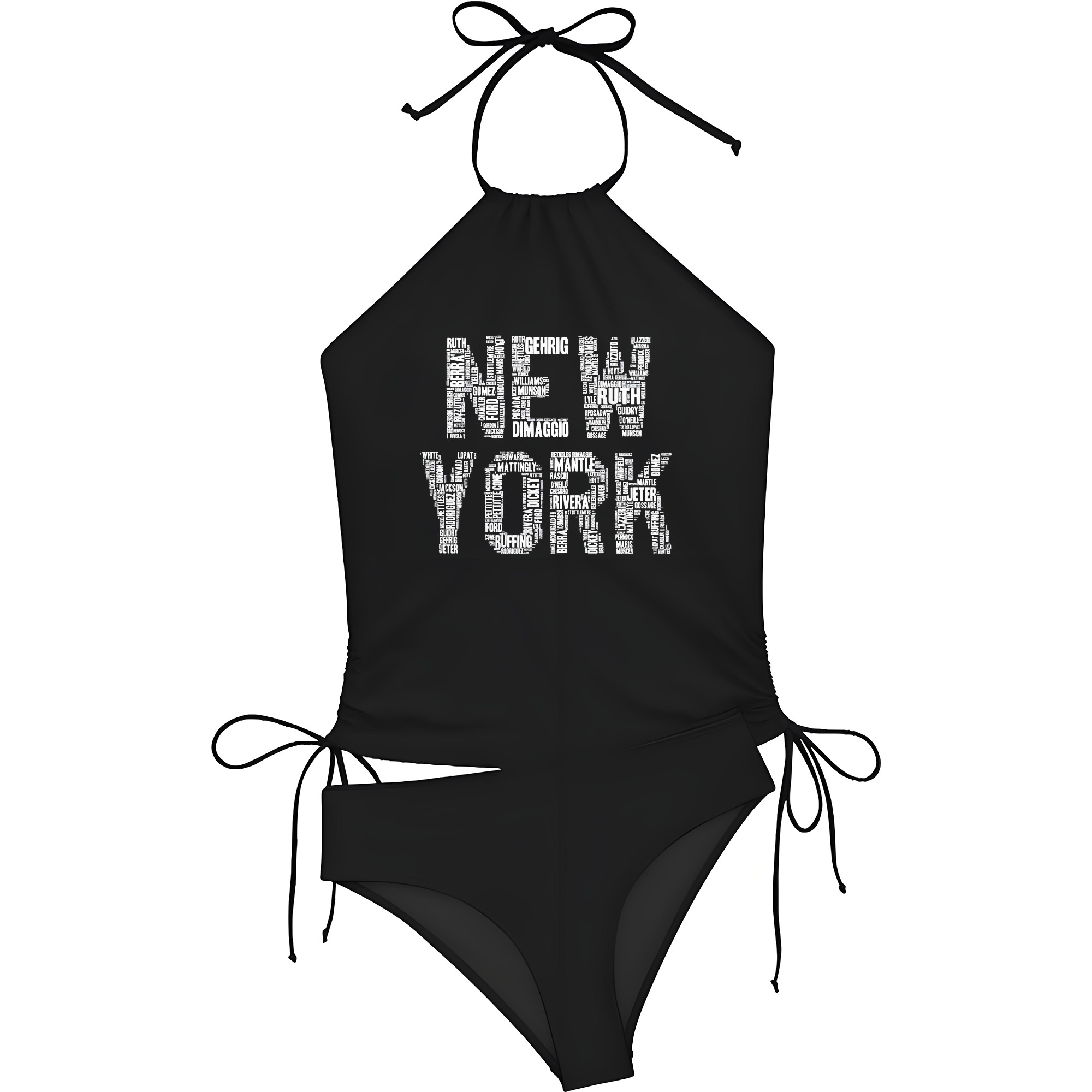New York Yankees 277 Women's Heat Transfer Printed Two-Piece Bikini Set – Sexy One-Shoulder Top & Triangle Bottom, Soft Nylon-Spandex, Perfect for Beach, Pool & Vacation
