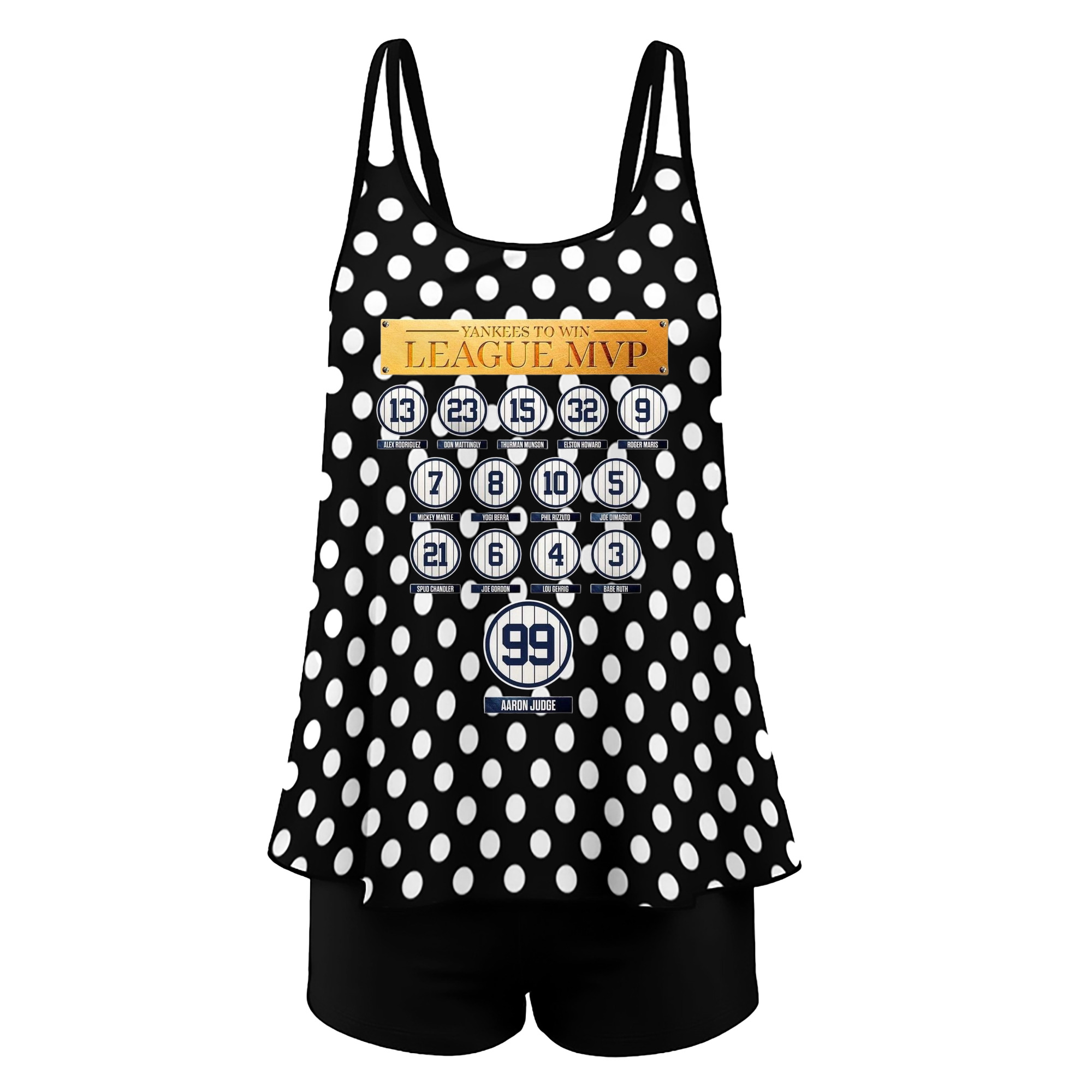 New York Yankees To Win League MVP Women’s Heat Transfer Printed Two-Piece Swimsuit Set – Sexy Double Strap Bandeau Top & Boyshort Bottoms, Soft Nylon-Spandex, Perfect for Beach, Pool & Vacation