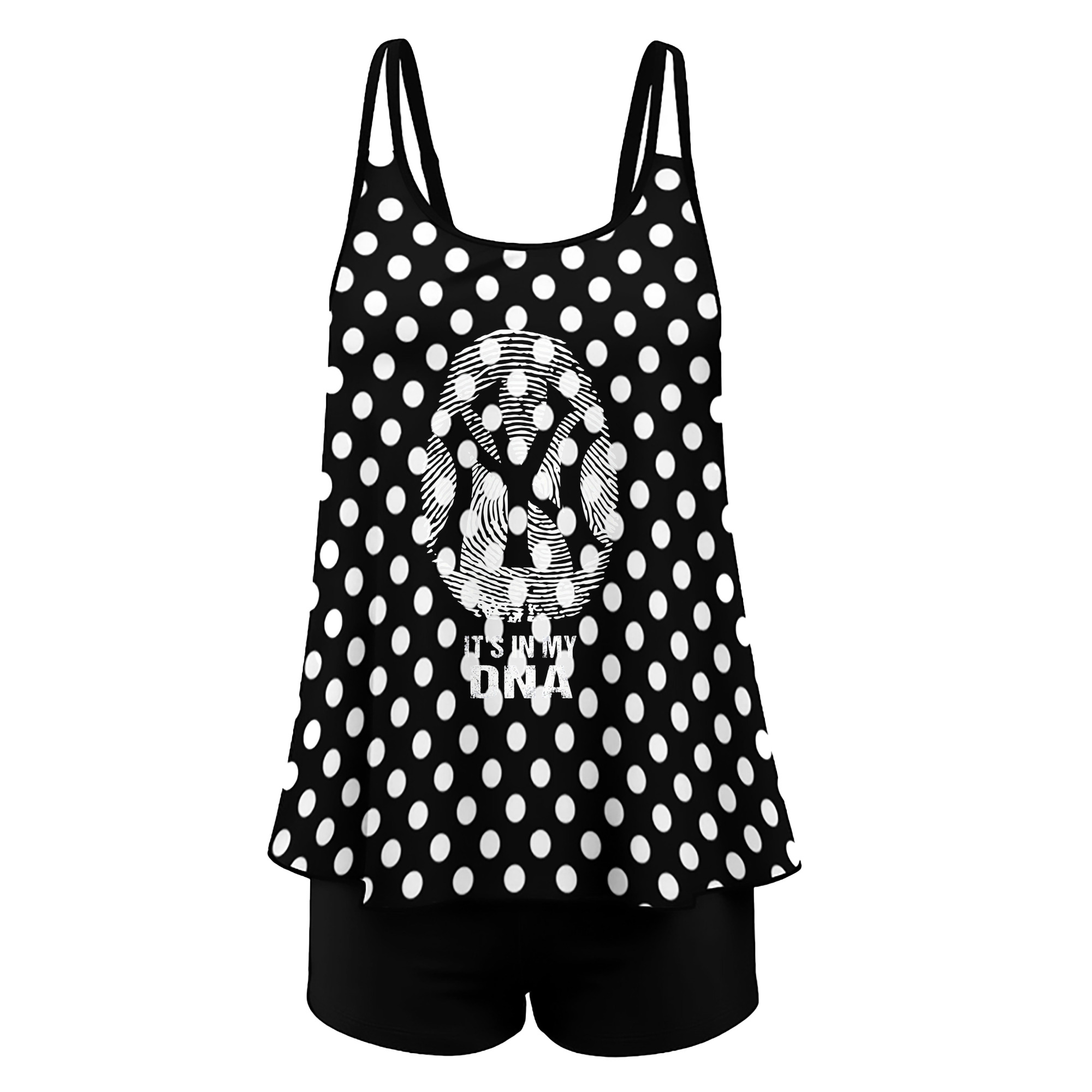 New York Yankees It's In My DNA Women’s Heat Transfer Printed Two-Piece Swimsuit Set – Sexy Double Strap Bandeau Top & Boyshort Bottoms, Soft Nylon-Spandex, Perfect for Beach, Pool & Vacation