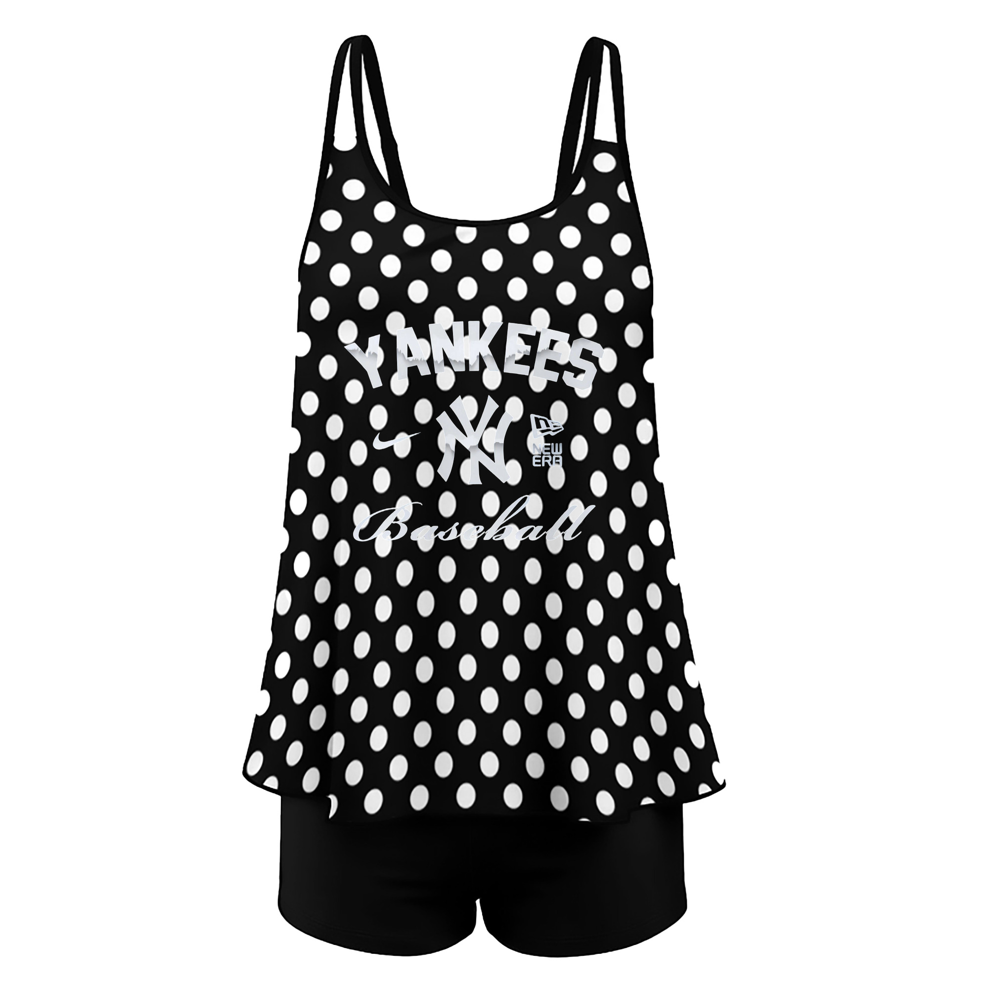 New York Yankees BaseBall Women’s Heat Transfer Printed Two-Piece Swimsuit Set – Sexy Double Strap Bandeau Top & Boyshort Bottoms, Soft Nylon-Spandex, Perfect for Beach, Pool & Vacation