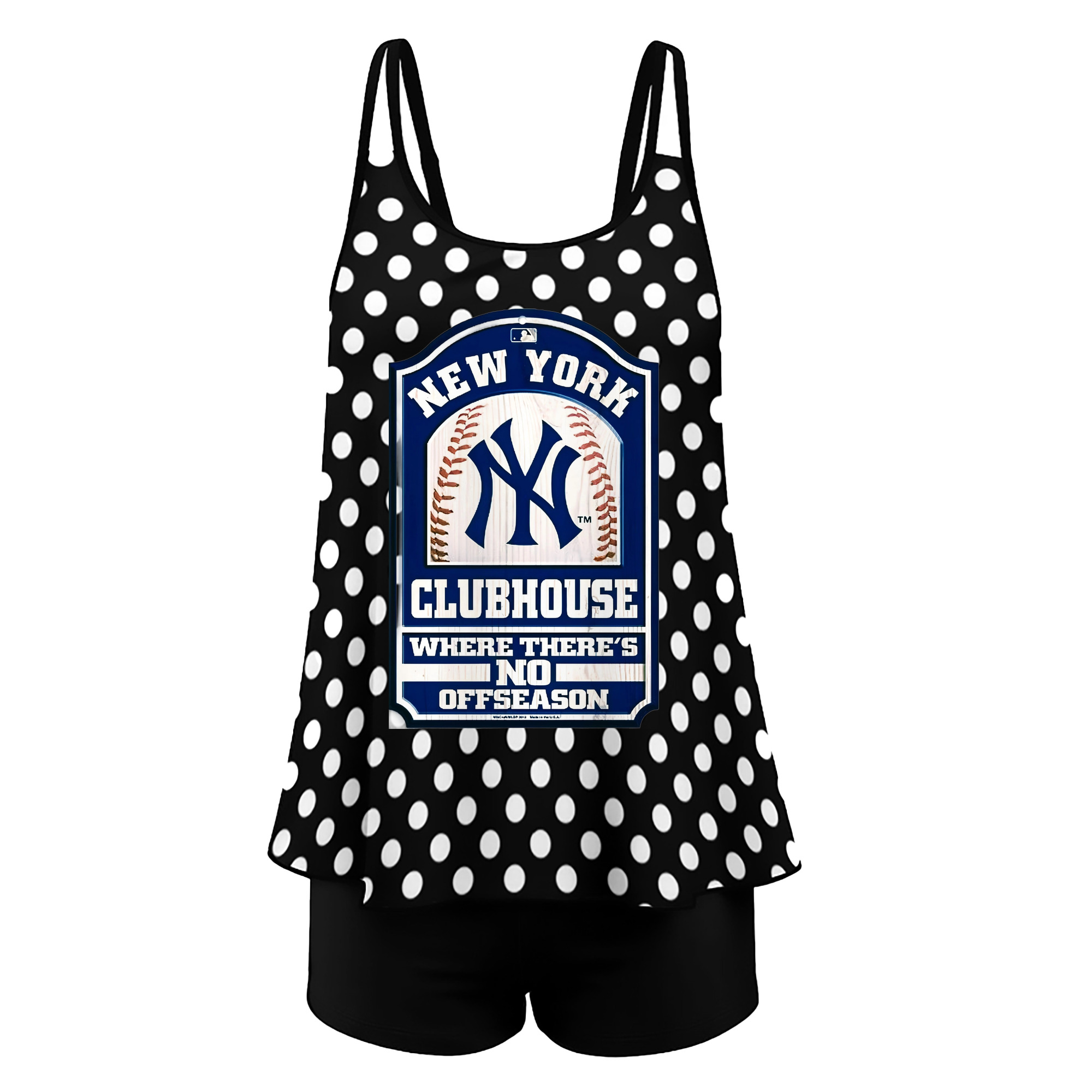 New York Yankees Club House Women’s Heat Transfer Printed Two-Piece Swimsuit Set – Sexy Double Strap Bandeau Top & Boyshort Bottoms, Soft Nylon-Spandex, Perfect for Beach, Pool & Vacation