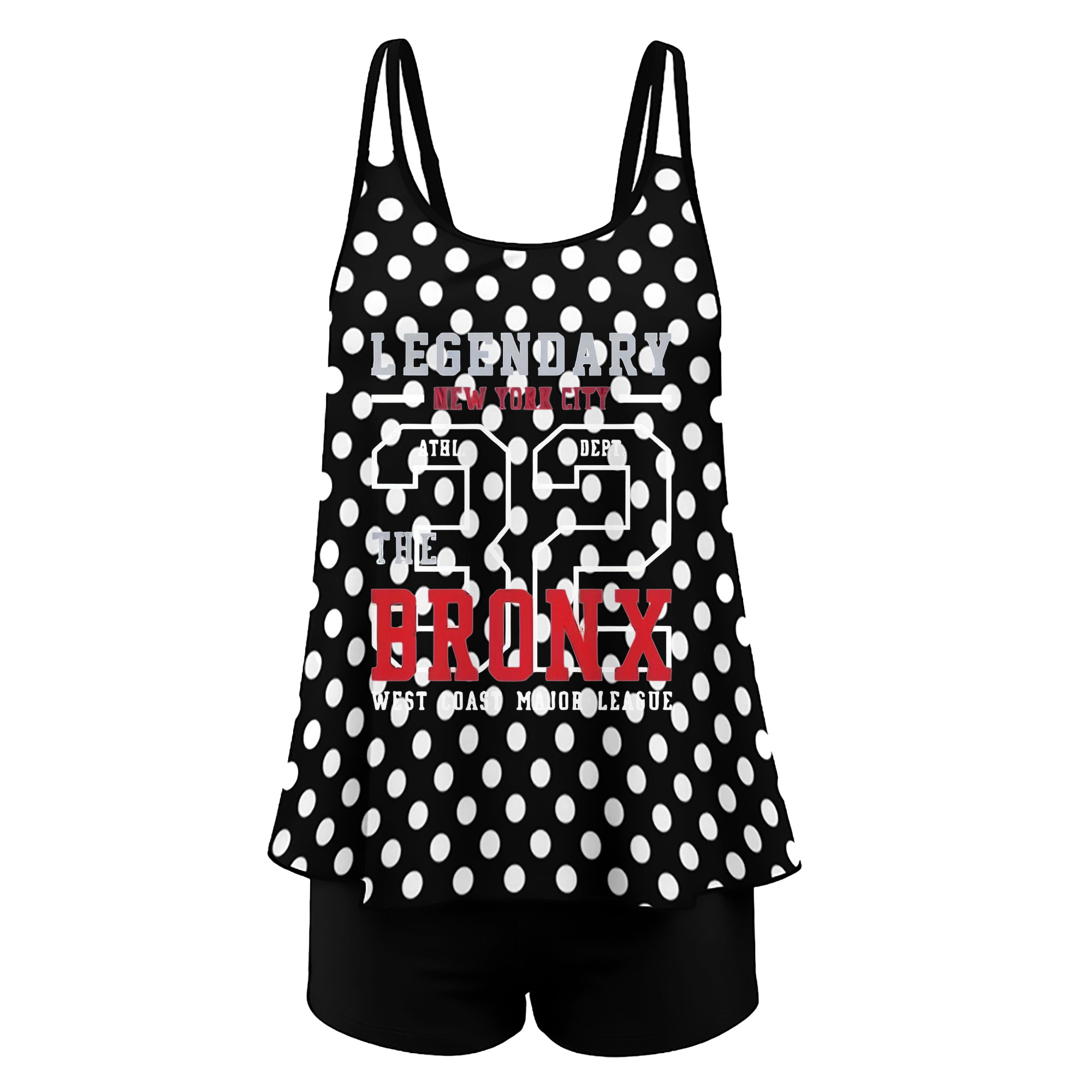 New York Yankees 24 Women’s Heat Transfer Printed Two-Piece Swimsuit Set – Sexy Double Strap Bandeau Top & Boyshort Bottoms, Soft Nylon-Spandex, Perfect for Beach, Pool & Vacation