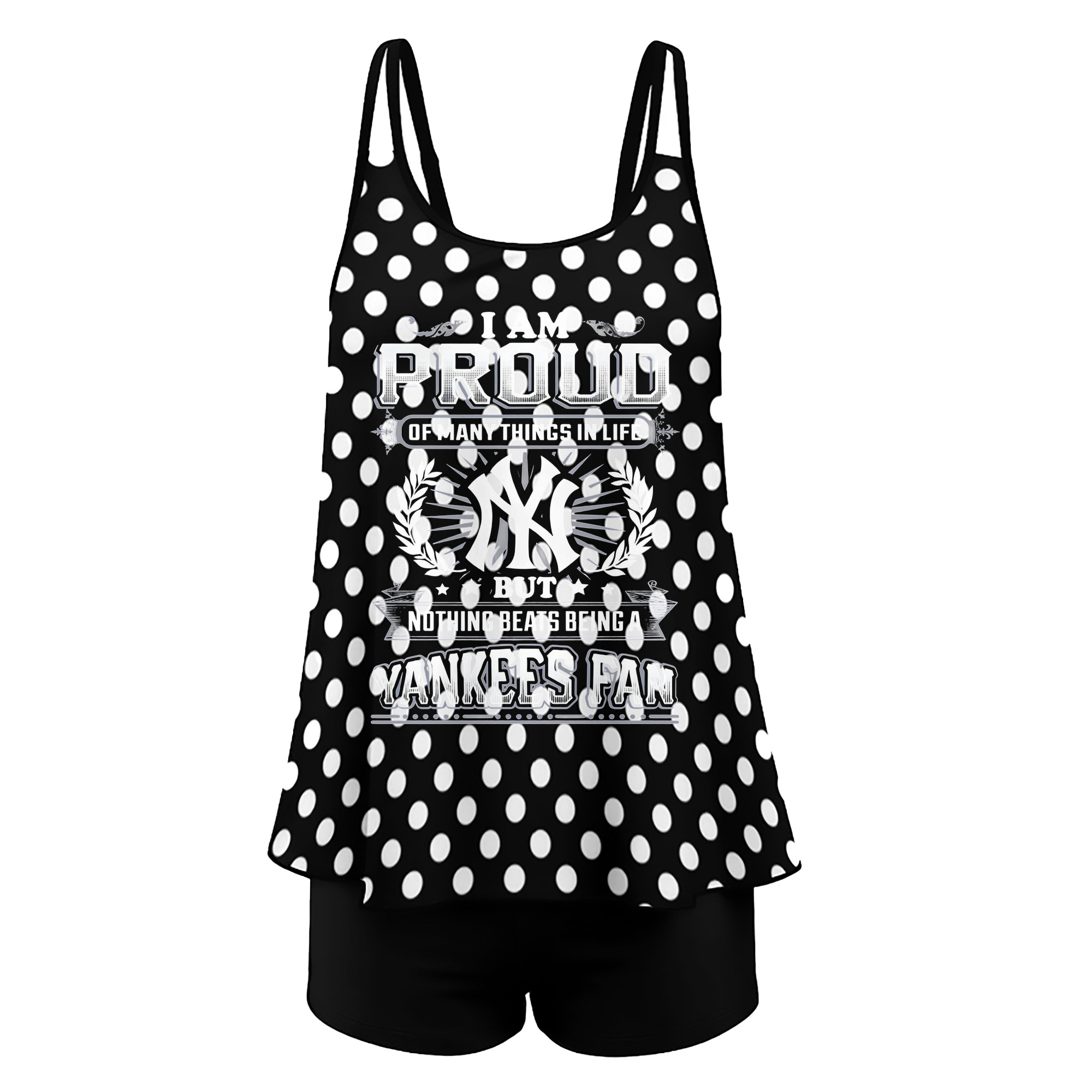 New York Yankees 275 Women’s Heat Transfer Printed Two-Piece Swimsuit Set – Sexy Double Strap Bandeau Top & Boyshort Bottoms, Soft Nylon-Spandex, Perfect for Beach, Pool & Vacation