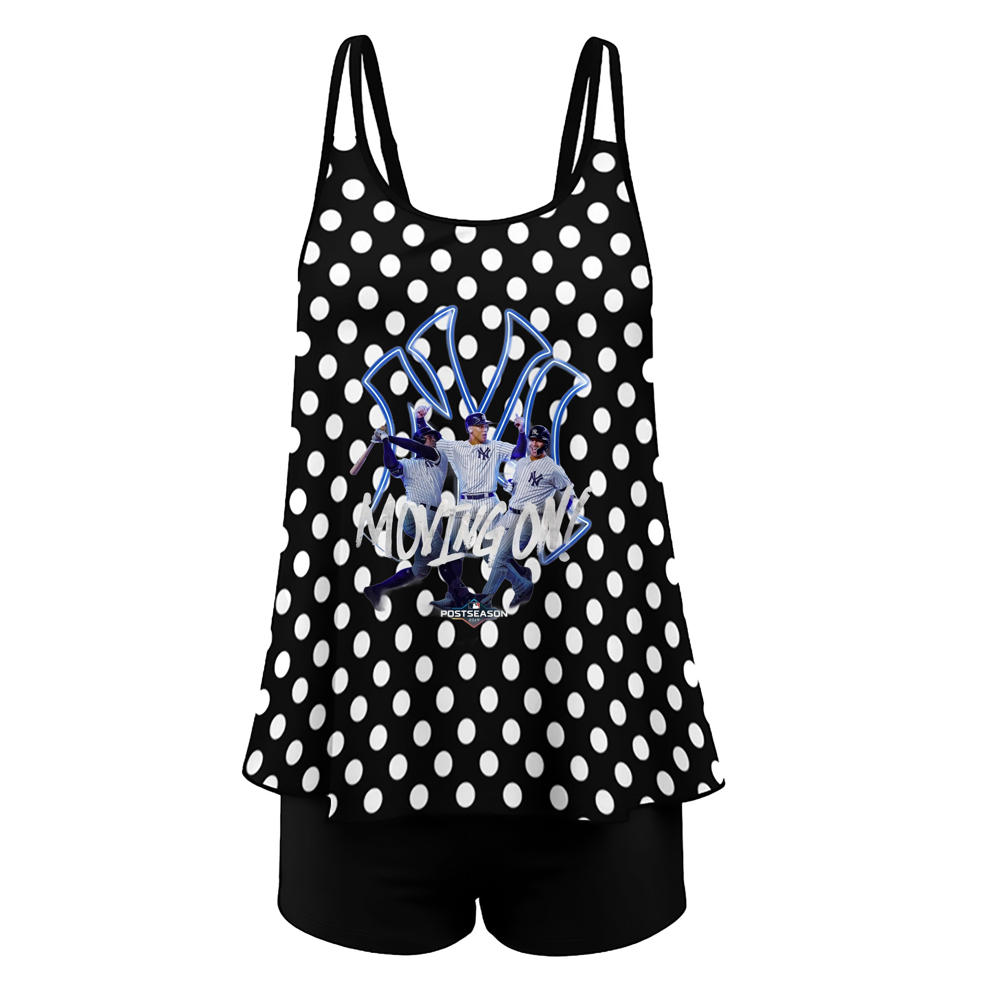 New York Yankees 280 Women’s Heat Transfer Printed Two-Piece Swimsuit Set – Sexy Double Strap Bandeau Top & Boyshort Bottoms, Soft Nylon-Spandex, Perfect for Beach, Pool & Vacation