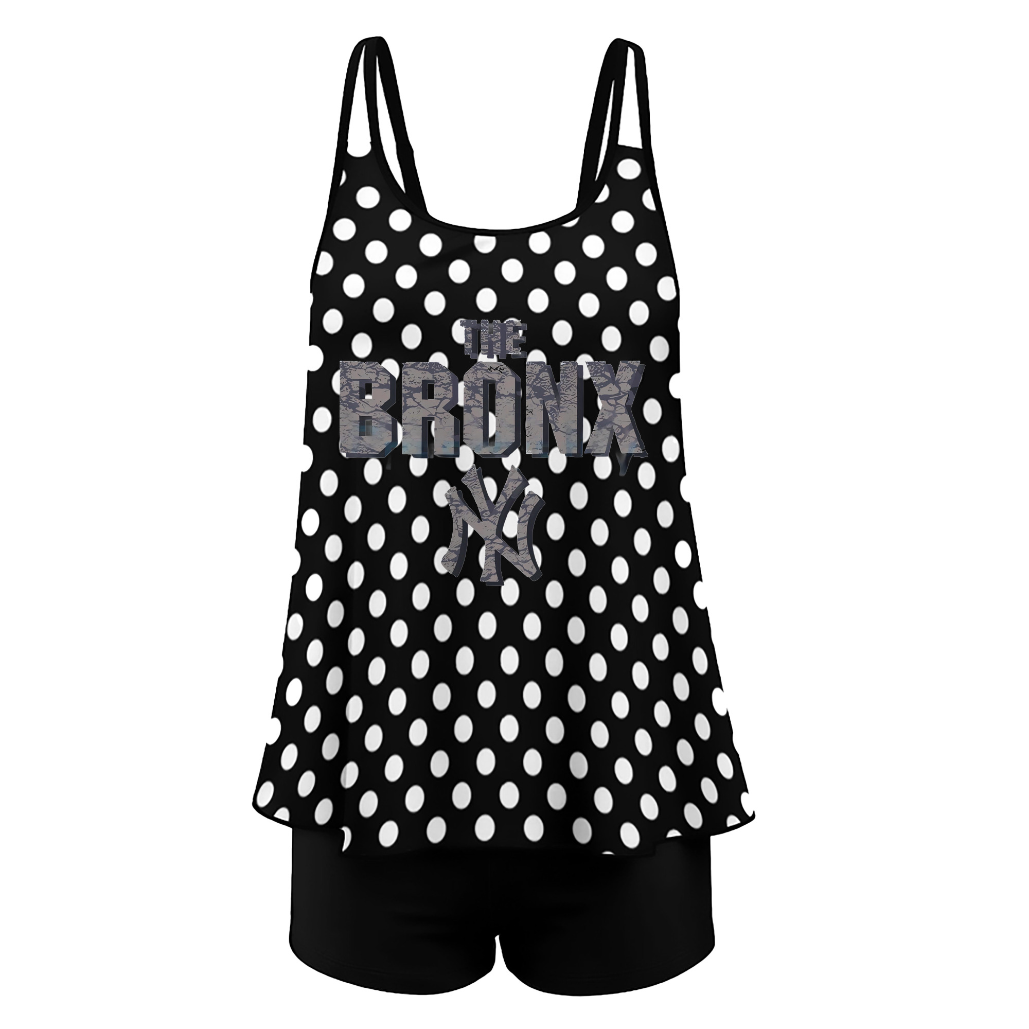 New York Yankees The Bronx Women’s Heat Transfer Printed Two-Piece Swimsuit Set – Sexy Double Strap Bandeau Top & Boyshort Bottoms, Soft Nylon-Spandex, Perfect for Beach, Pool & Vacation