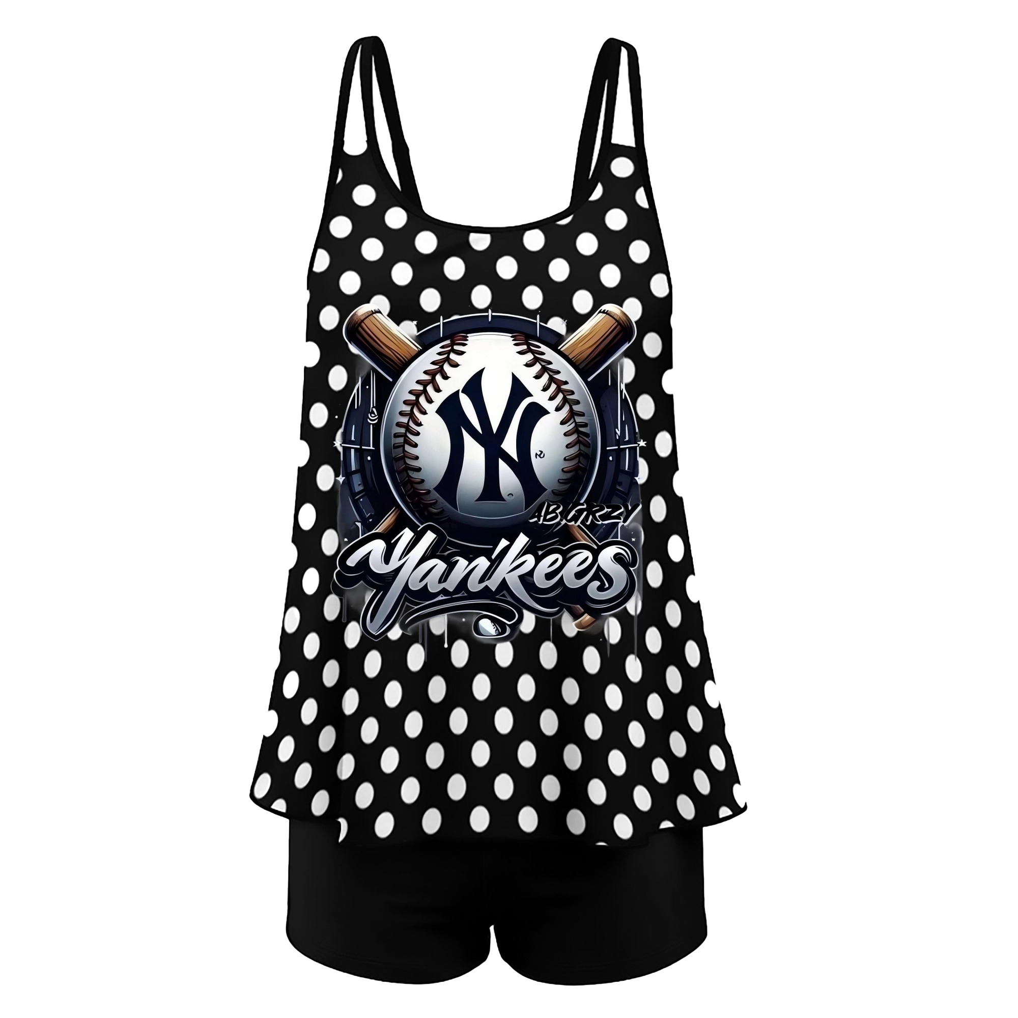 New York Yankees Baseball Women’s Heat Transfer Printed Two-Piece Swimsuit Set – Sexy Double Strap Bandeau Top & Boyshort Bottoms, Soft Nylon-Spandex, Perfect for Beach, Pool & Vacation