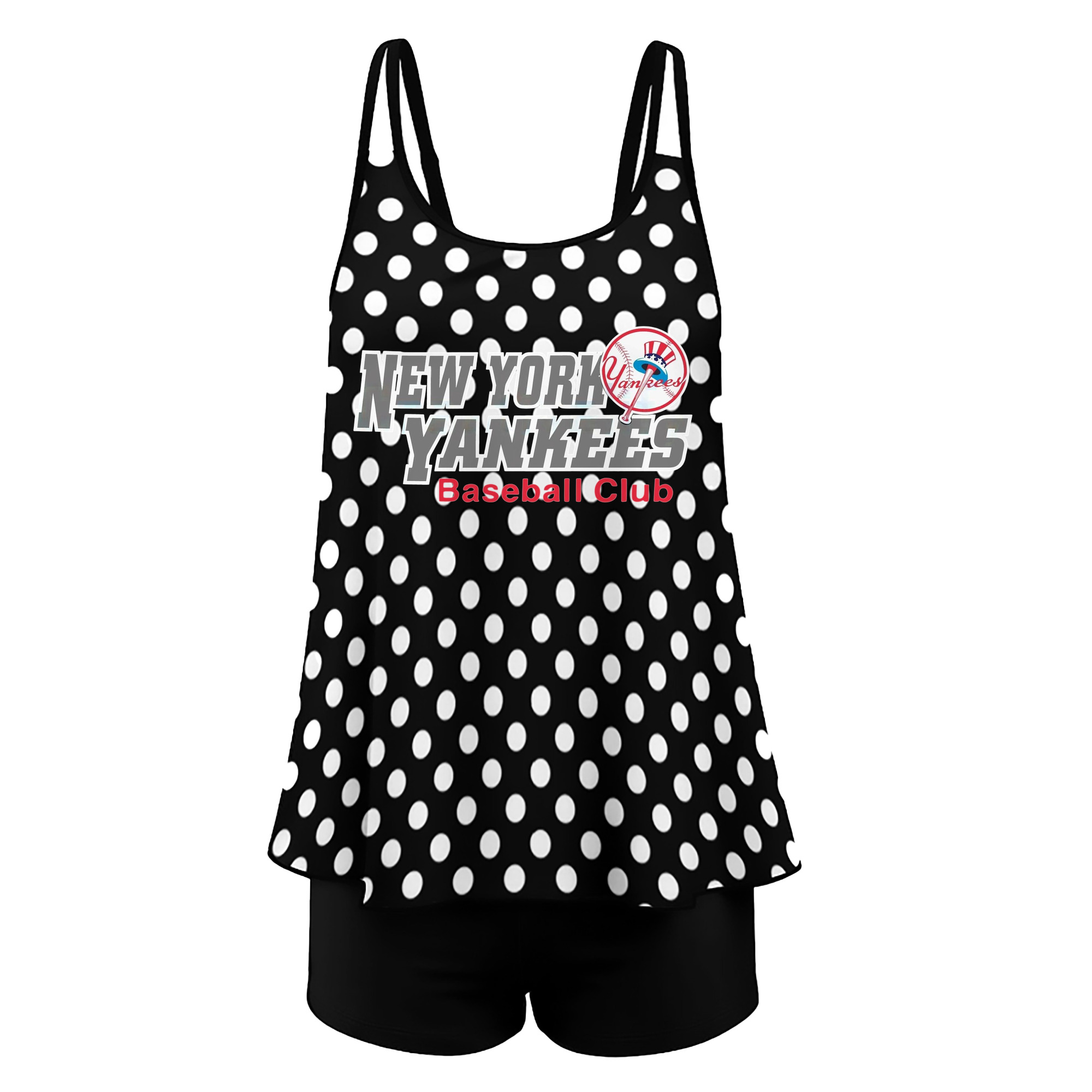 New York Yankees Baseball Club Women’s Heat Transfer Printed Two-Piece Swimsuit Set – Sexy Double Strap Bandeau Top & Boyshort Bottoms, Soft Nylon-Spandex, Perfect for Beach, Pool & Vacation