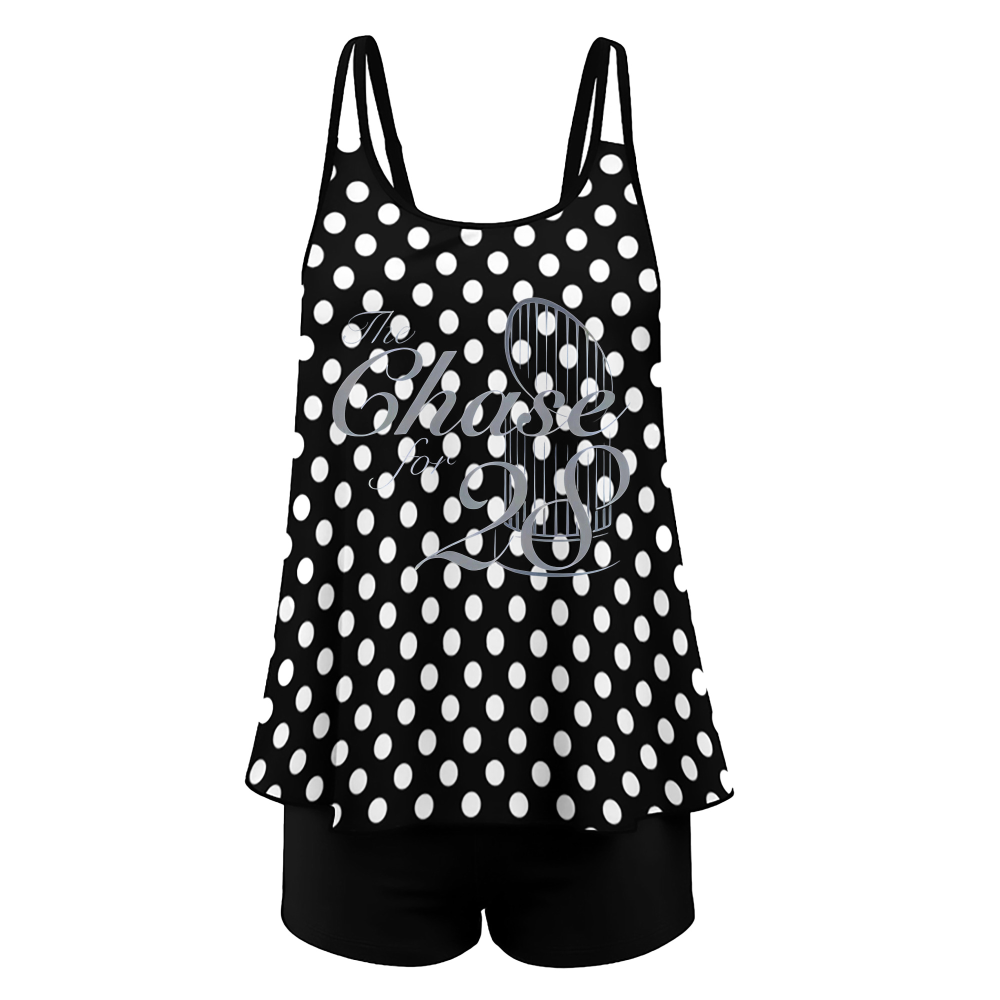 New York Yankees The Chase for 28 Women’s Heat Transfer Printed Two-Piece Swimsuit Set – Sexy Double Strap Bandeau Top & Boyshort Bottoms, Soft Nylon-Spandex, Perfect for Beach, Pool & Vacation