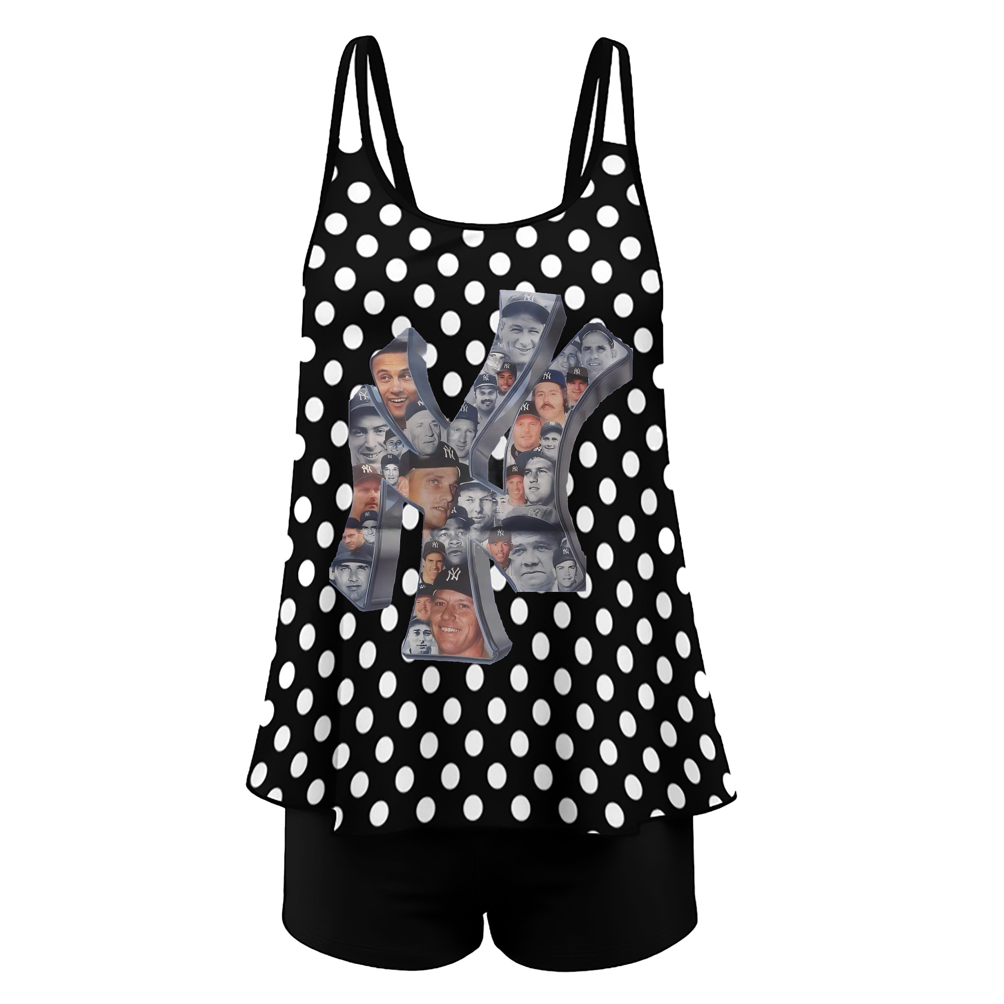 New York Yankees 279 Women’s Heat Transfer Printed Two-Piece Swimsuit Set – Sexy Double Strap Bandeau Top & Boyshort Bottoms, Soft Nylon-Spandex, Perfect for Beach, Pool & Vacation