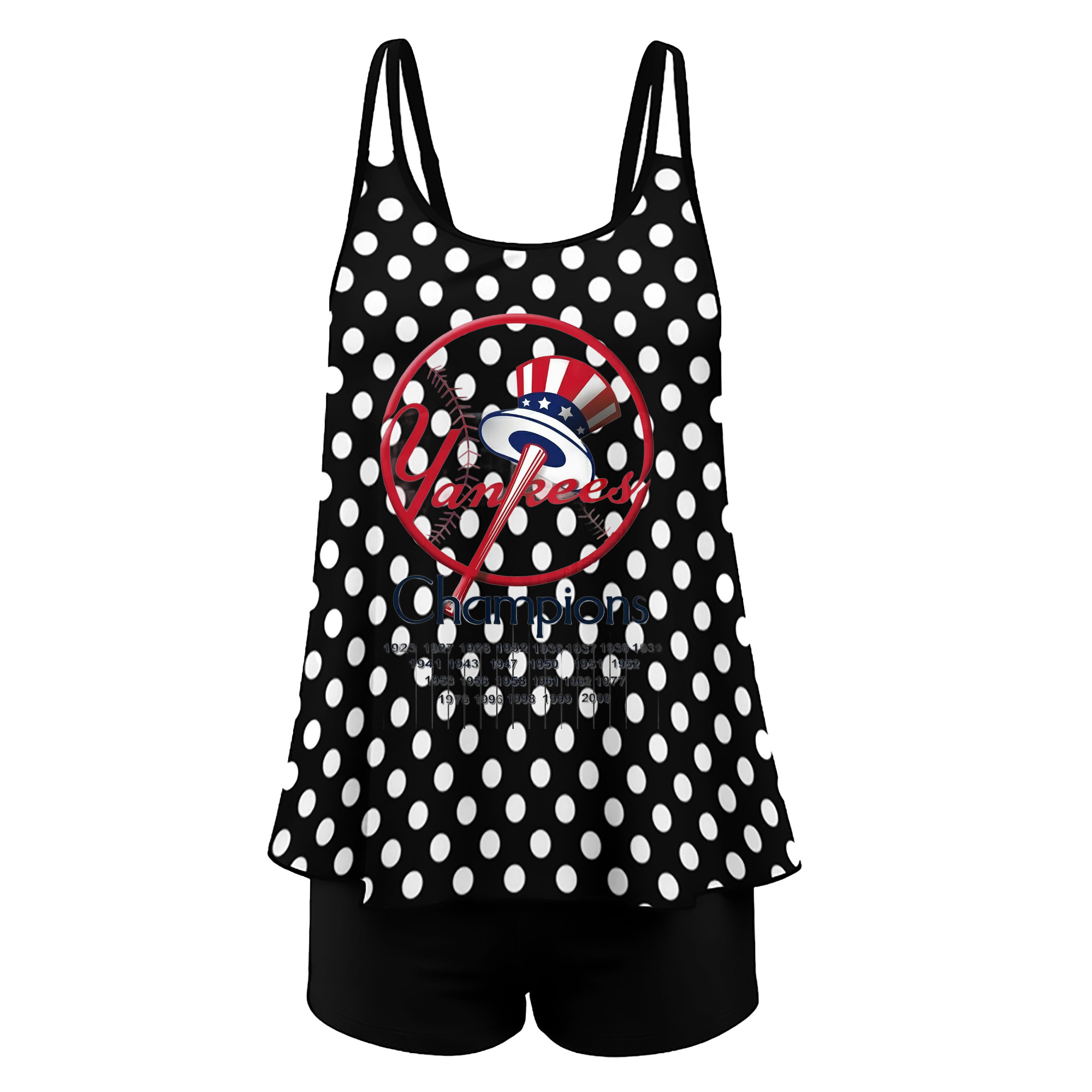 New York Yankees 56 Women’s Heat Transfer Printed Two-Piece Swimsuit Set – Sexy Double Strap Bandeau Top & Boyshort Bottoms, Soft Nylon-Spandex, Perfect for Beach, Pool & Vacation