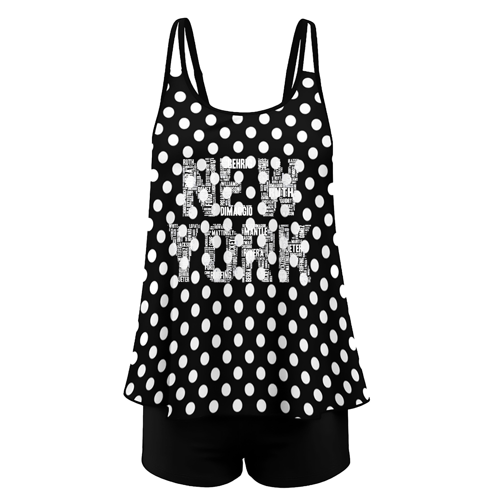 New York Yankees 277 Women’s Heat Transfer Printed Two-Piece Swimsuit Set – Sexy Double Strap Bandeau Top & Boyshort Bottoms, Soft Nylon-Spandex, Perfect for Beach, Pool & Vacation