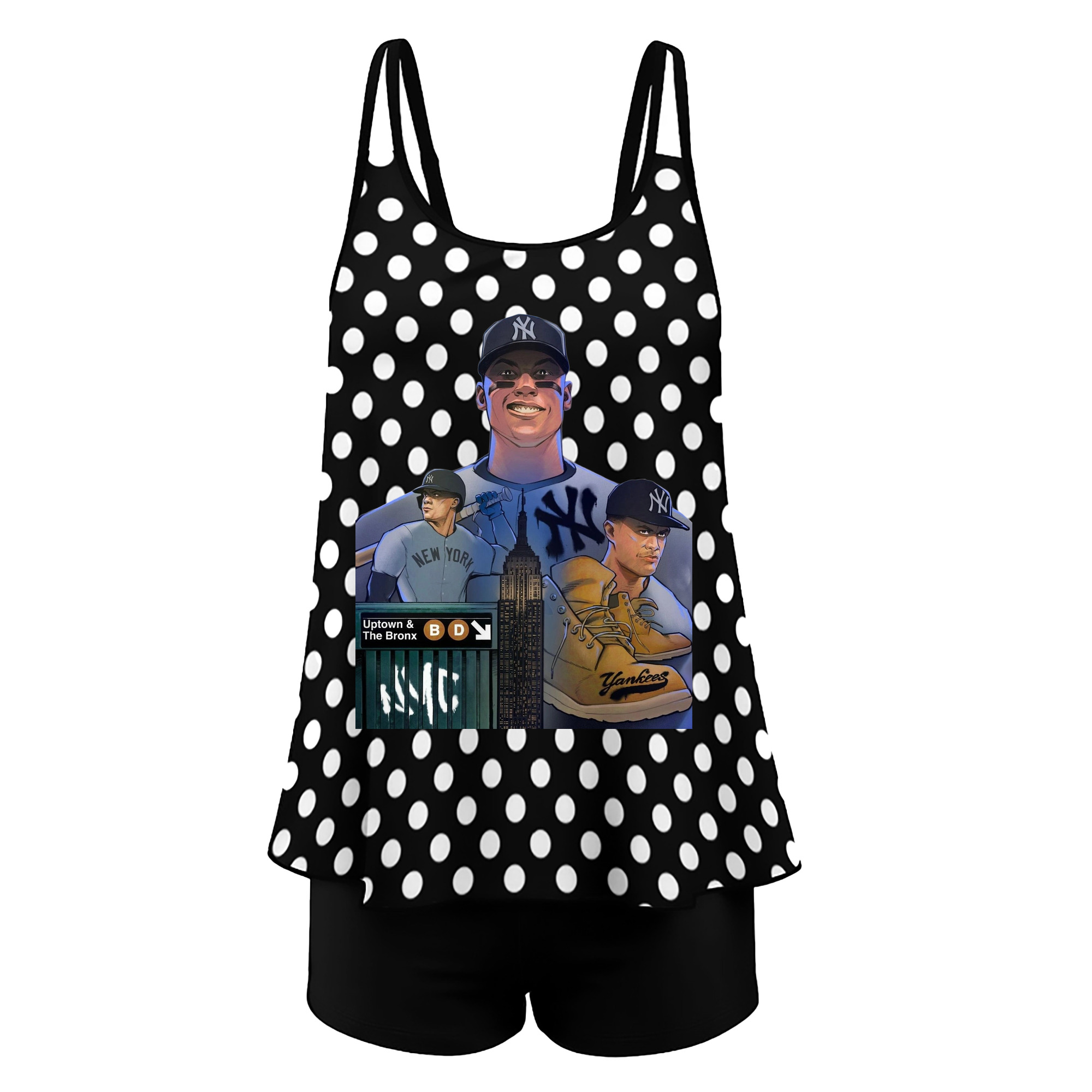 New York Yankees 273 Women’s Heat Transfer Printed Two-Piece Swimsuit Set – Sexy Double Strap Bandeau Top & Boyshort Bottoms, Soft Nylon-Spandex, Perfect for Beach, Pool & Vacation