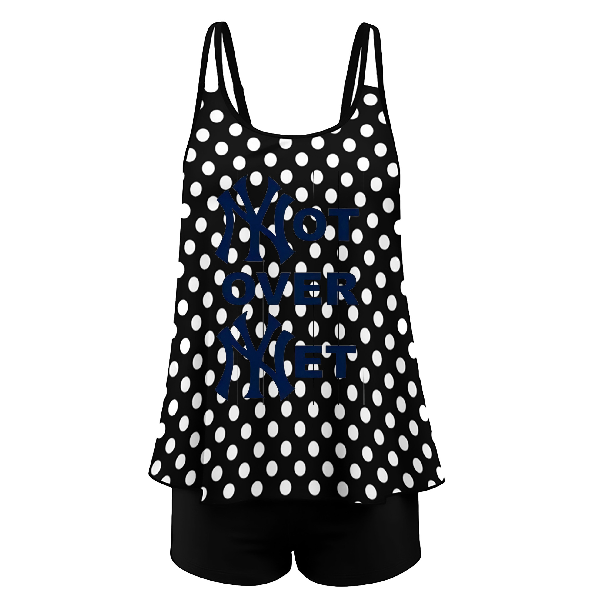New York Yankees Not over Net Women’s Heat Transfer Printed Two-Piece Swimsuit Set – Sexy Double Strap Bandeau Top & Boyshort Bottoms, Soft Nylon-Spandex, Perfect for Beach, Pool & Vacation