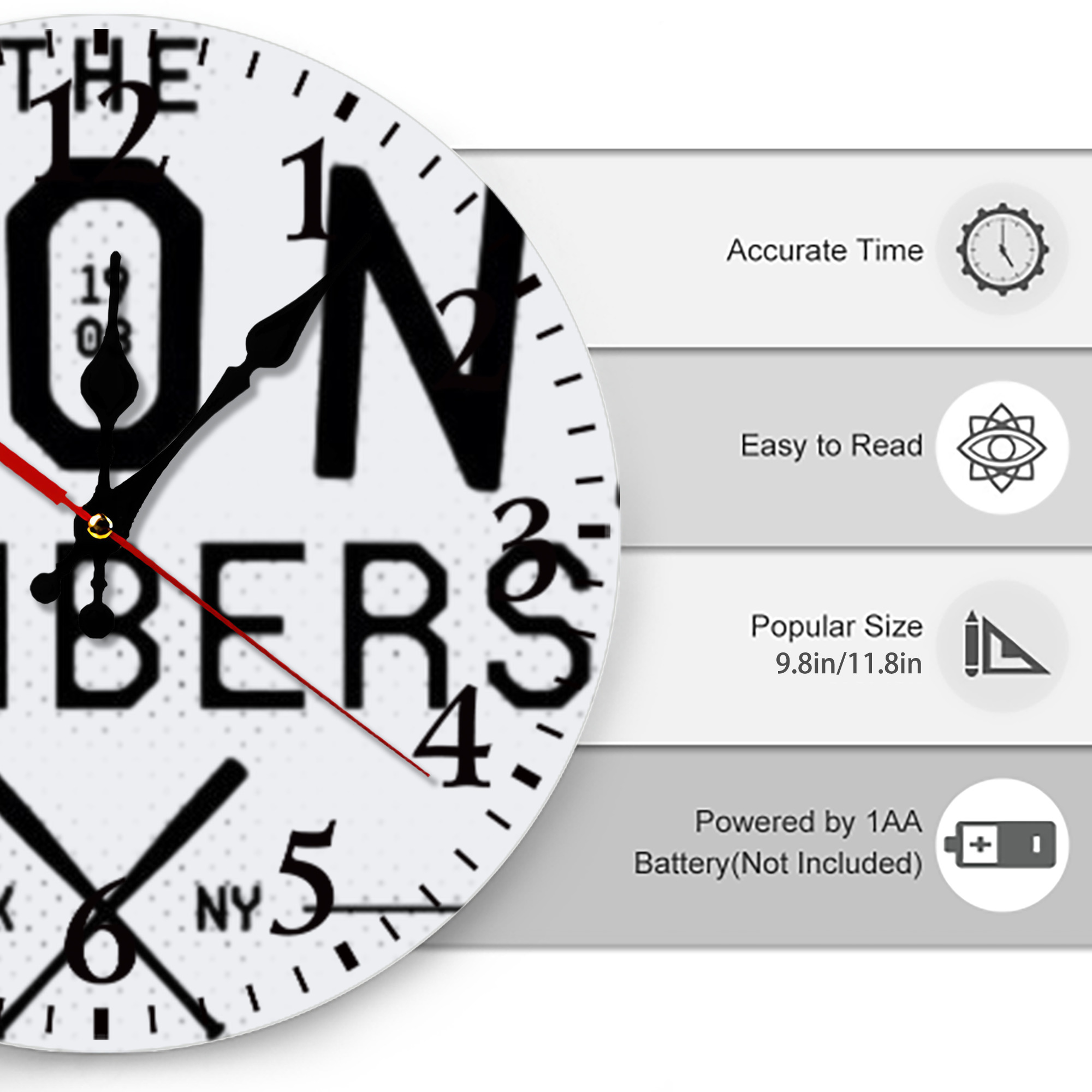 New York Yankees The Bronx Bombers 1903 Silent Round Wall Clock – Modern & Stylish DIY Design, Durable Wood Construction, Easy To Install – Perfect For Office, Bedroom, Living Room, And More