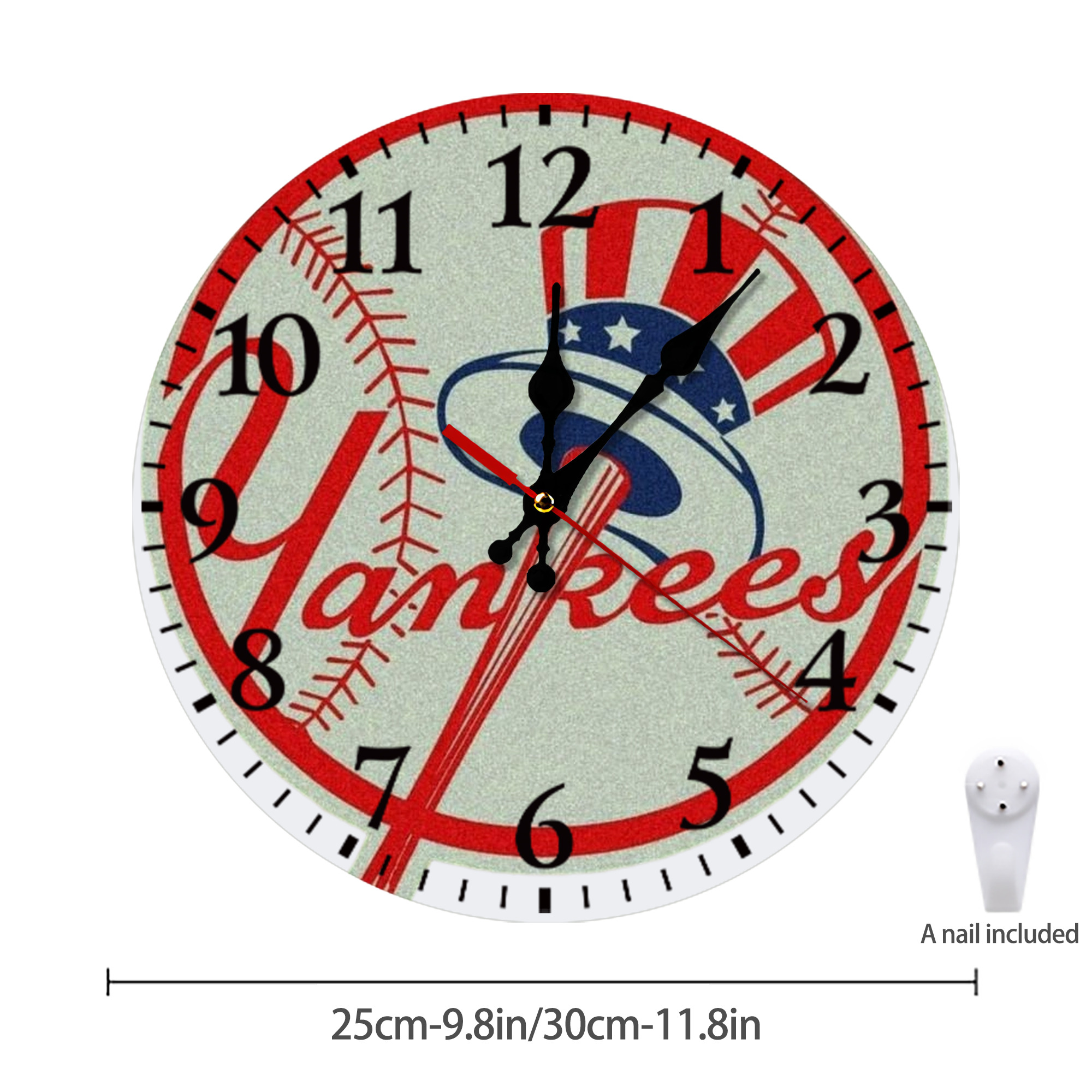 New York Yankees Logo Silent Round Wall Clock – Modern & Stylish DIY Design, Durable Wood Construction, Easy To Install – Perfect For Office, Bedroom, Living Room, And More