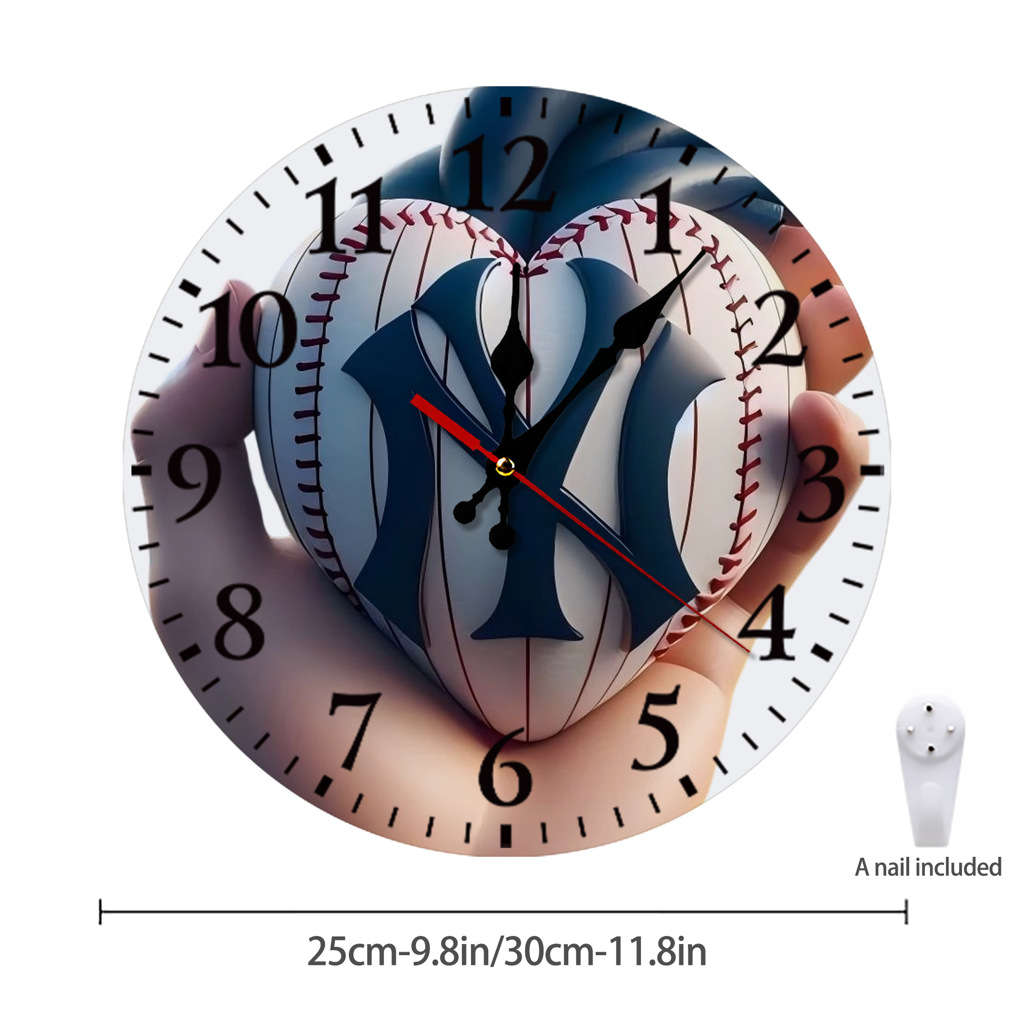 New York Yankees Heart Silent Round Wall Clock – Modern & Stylish DIY Design, Durable Wood Construction, Easy To Install – Perfect For Office, Bedroom, Living Room, And More