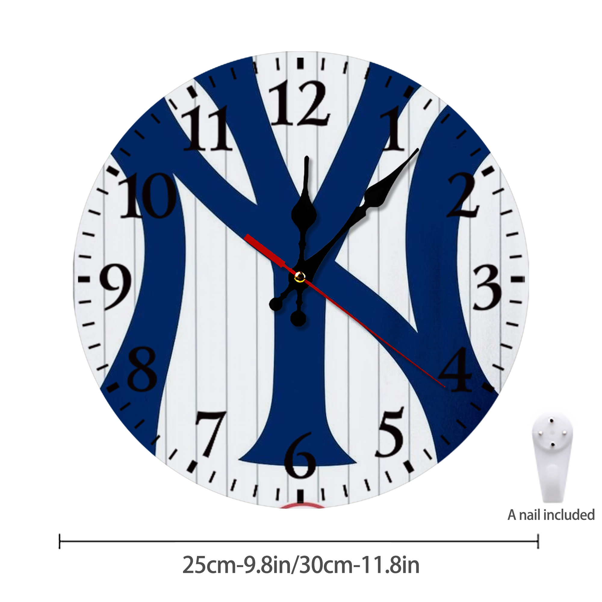 New York Yankees 23 Silent Round Wall Clock – Modern & Stylish DIY Design, Durable Wood Construction, Easy To Install – Perfect For Office, Bedroom, Living Room, And More