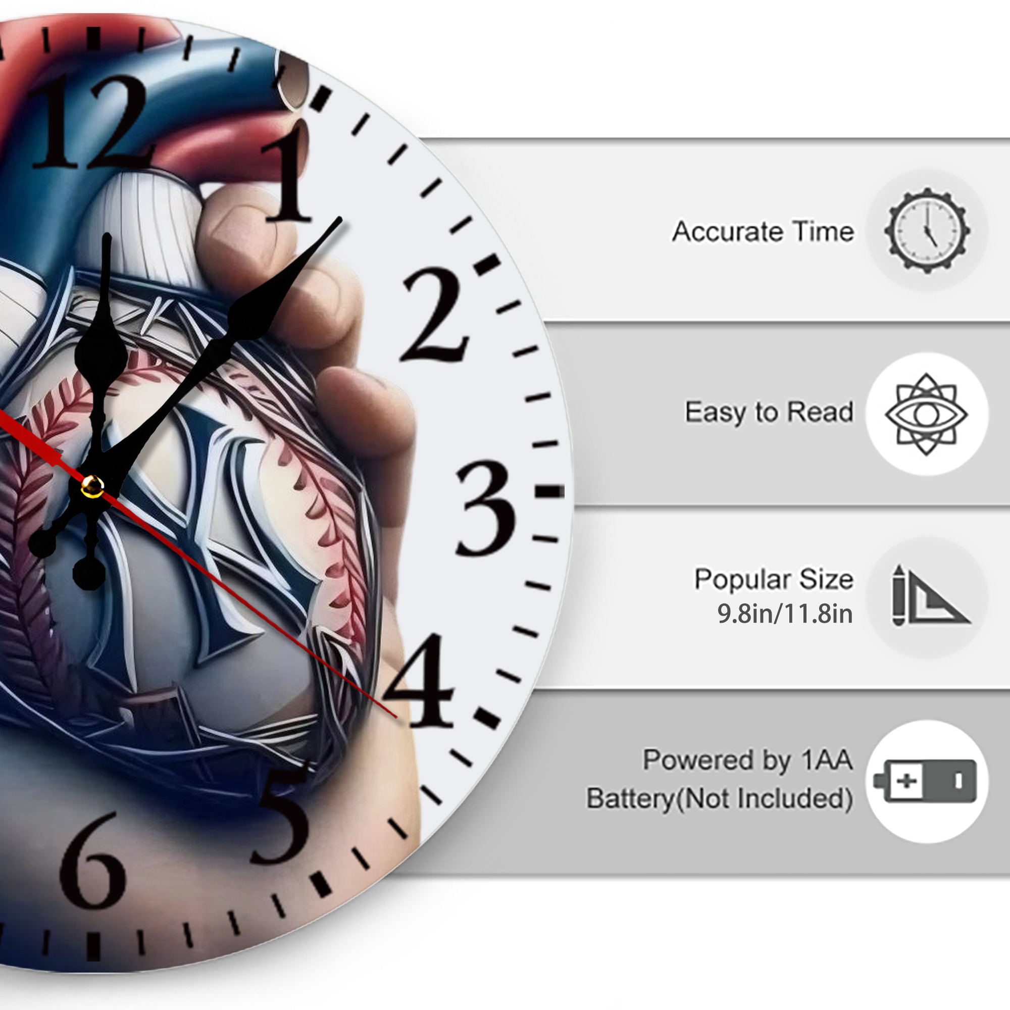 New York Yankees Heart Silent Round Wall Clock – Modern & Stylish DIY Design, Durable Wood Construction, Easy To Install – Perfect For Office, Bedroom, Living Room, And More