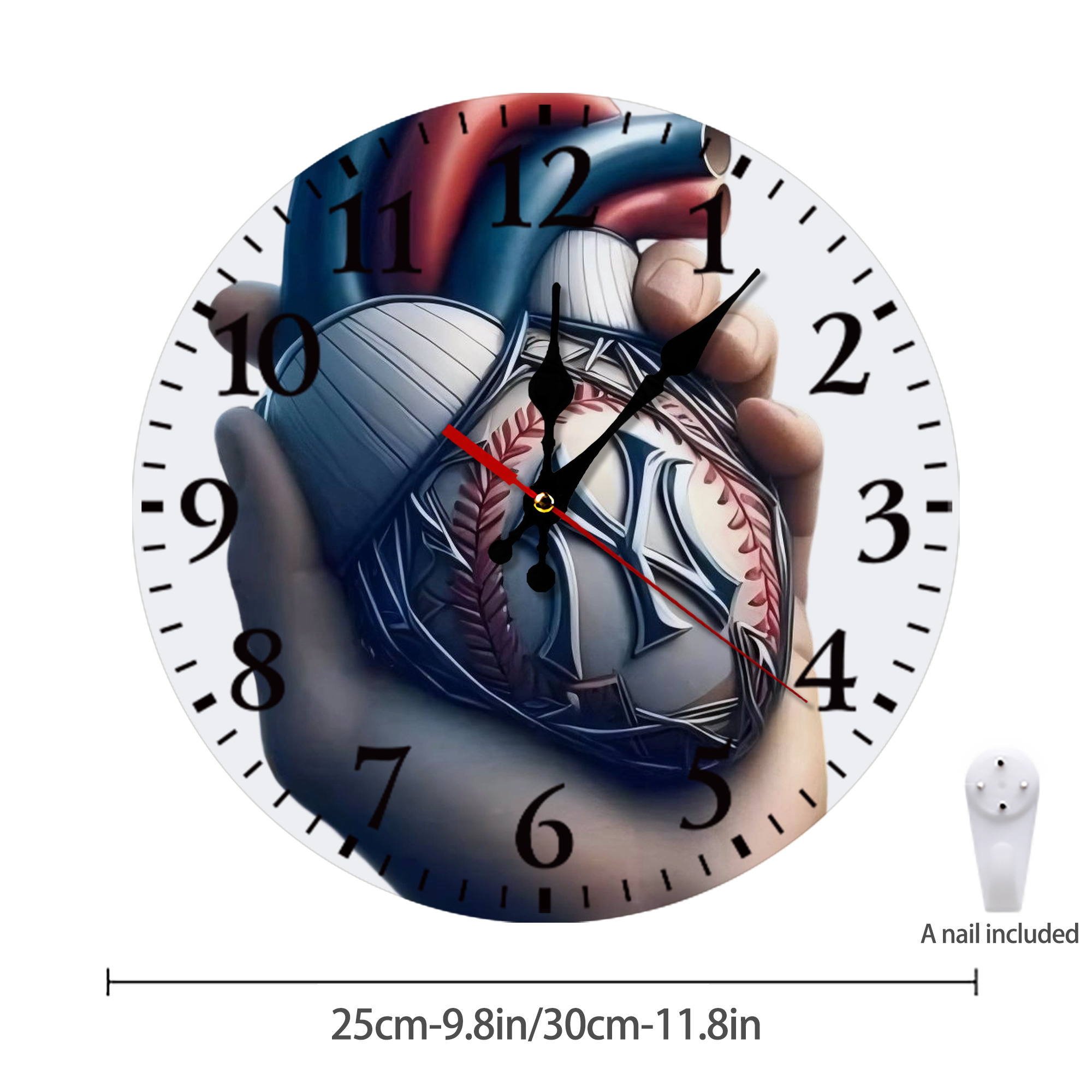 New York Yankees Heart Silent Round Wall Clock – Modern & Stylish DIY Design, Durable Wood Construction, Easy To Install – Perfect For Office, Bedroom, Living Room, And More