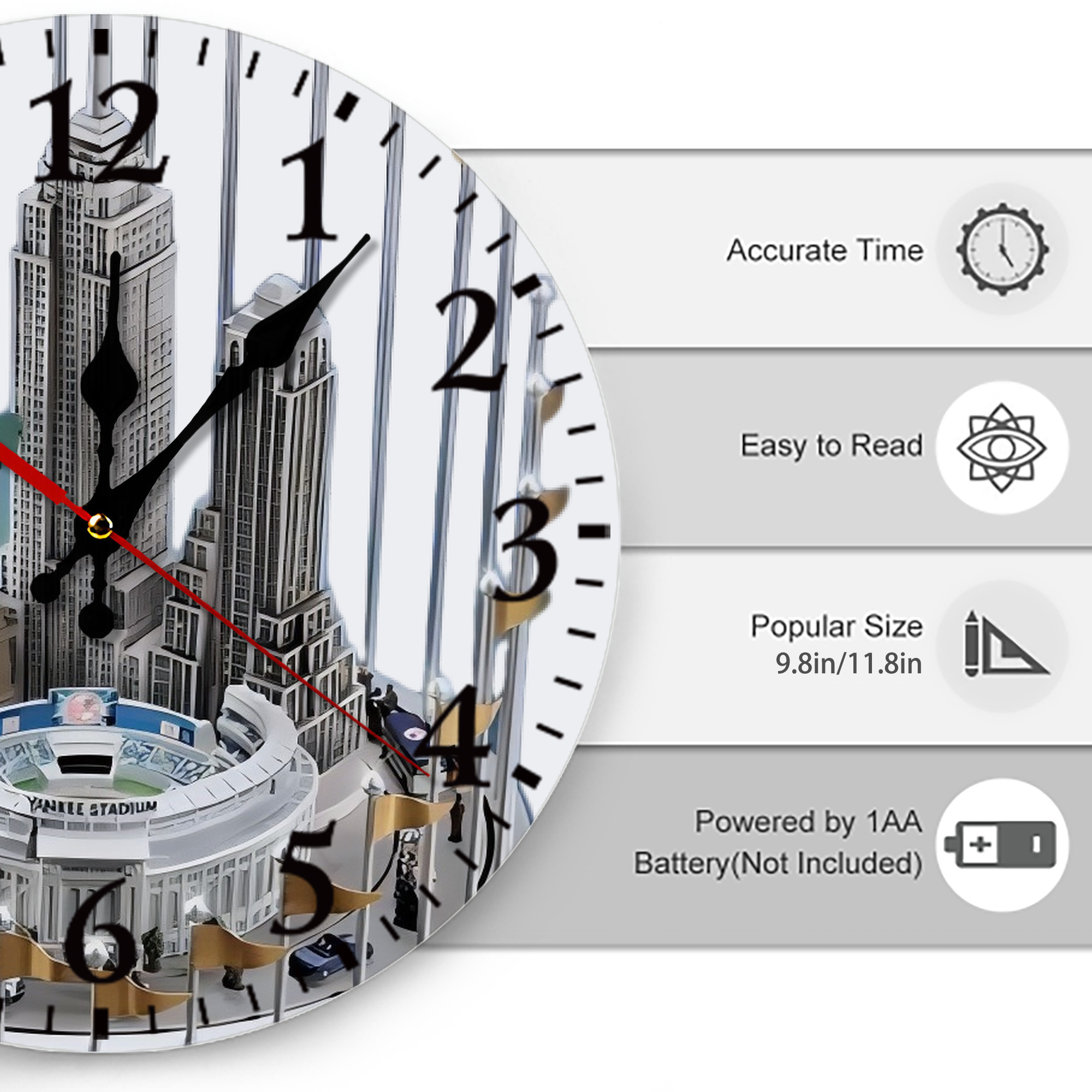 New York Yankees WS Champions Cup Silent Round Wall Clock – Modern & Stylish DIY Design, Durable Wood Construction, Easy To Install – Perfect For Office, Bedroom, Living Room, And More