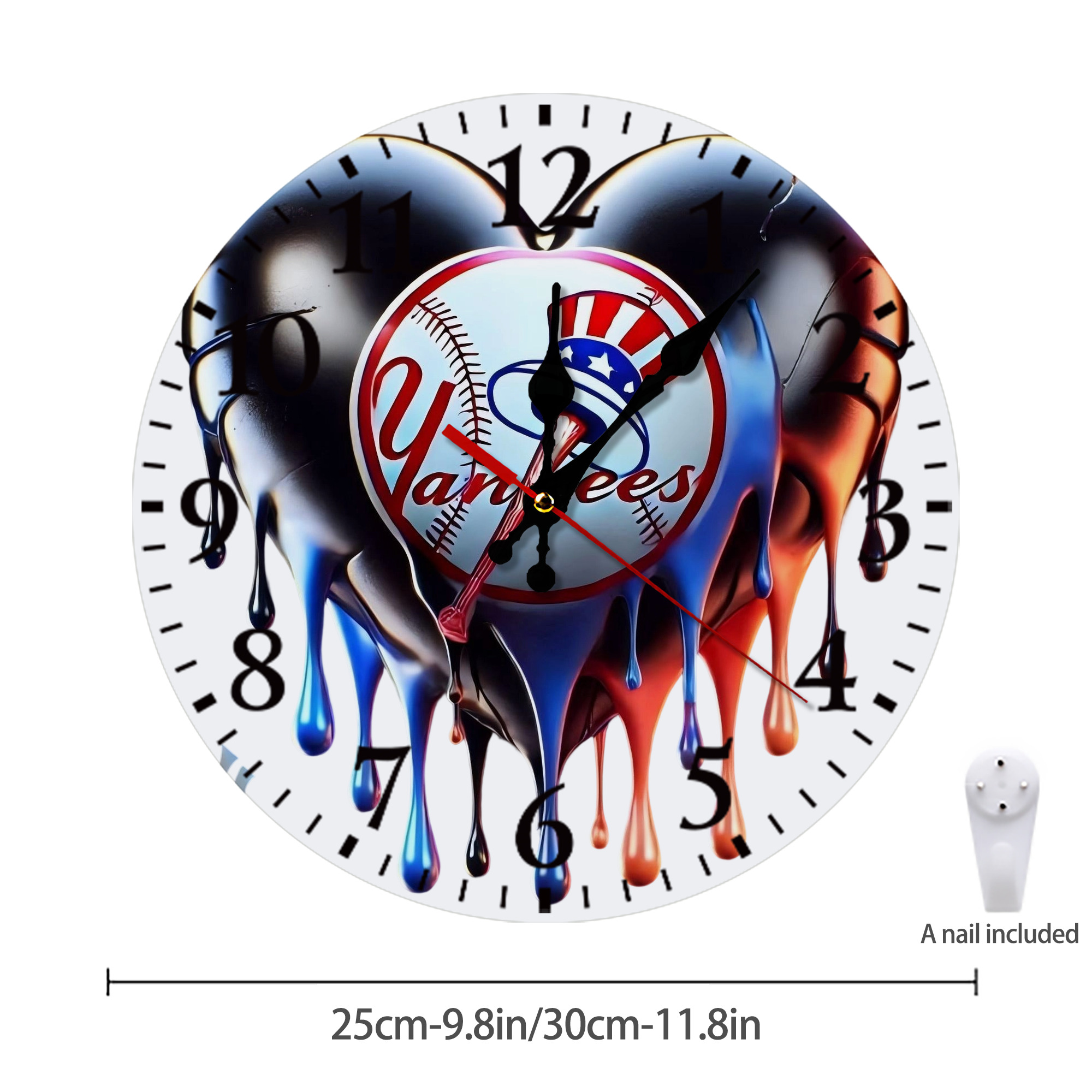 New York Yankees Heart Silent Round Wall Clock – Modern & Stylish DIY Design, Durable Wood Construction, Easy To Install – Perfect For Office, Bedroom, Living Room, And More