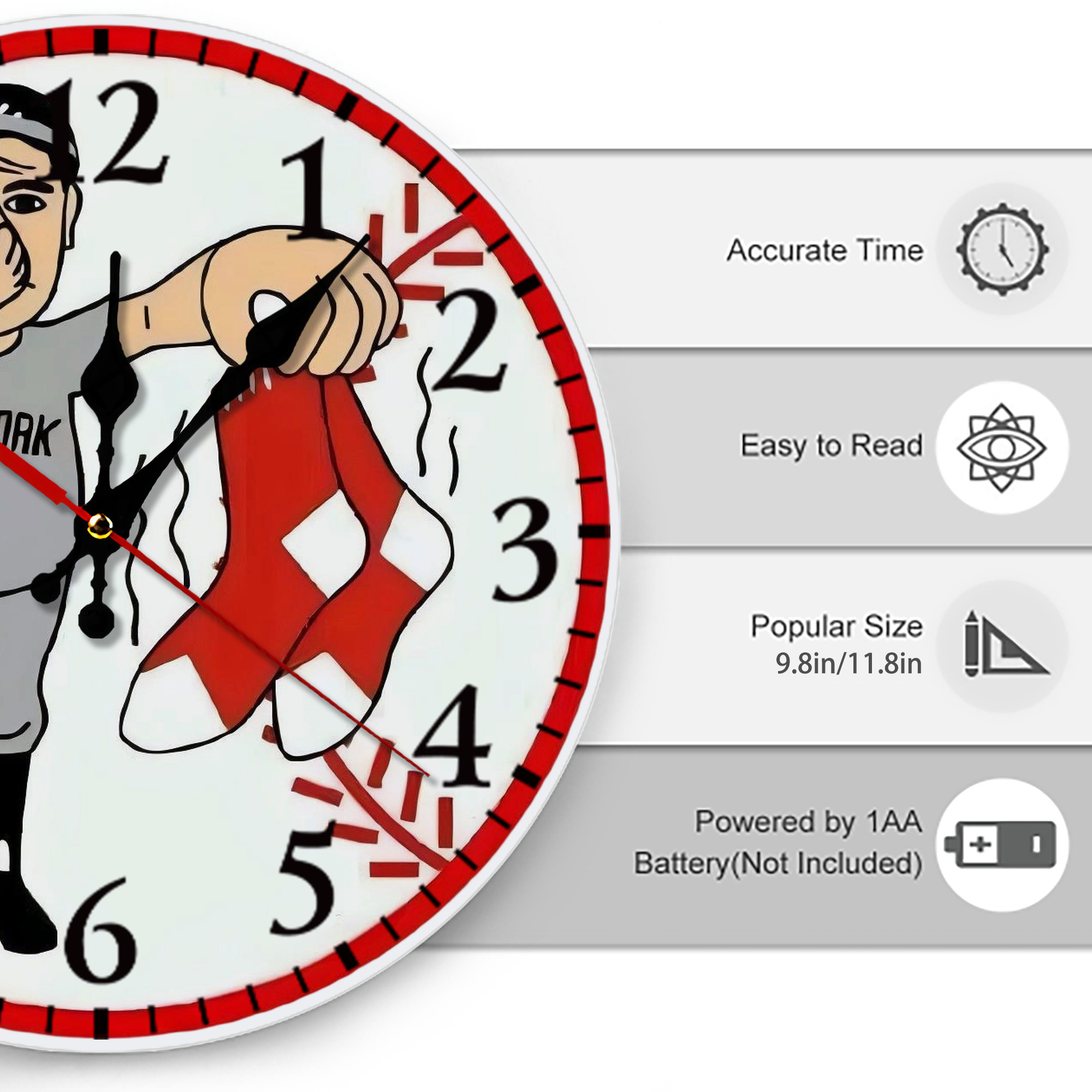 New York Yankees Duty Red Sox Silent Round Wall Clock – Modern & Stylish DIY Design, Durable Wood Construction, Easy To Install – Perfect For Office, Bedroom, Living Room, And More