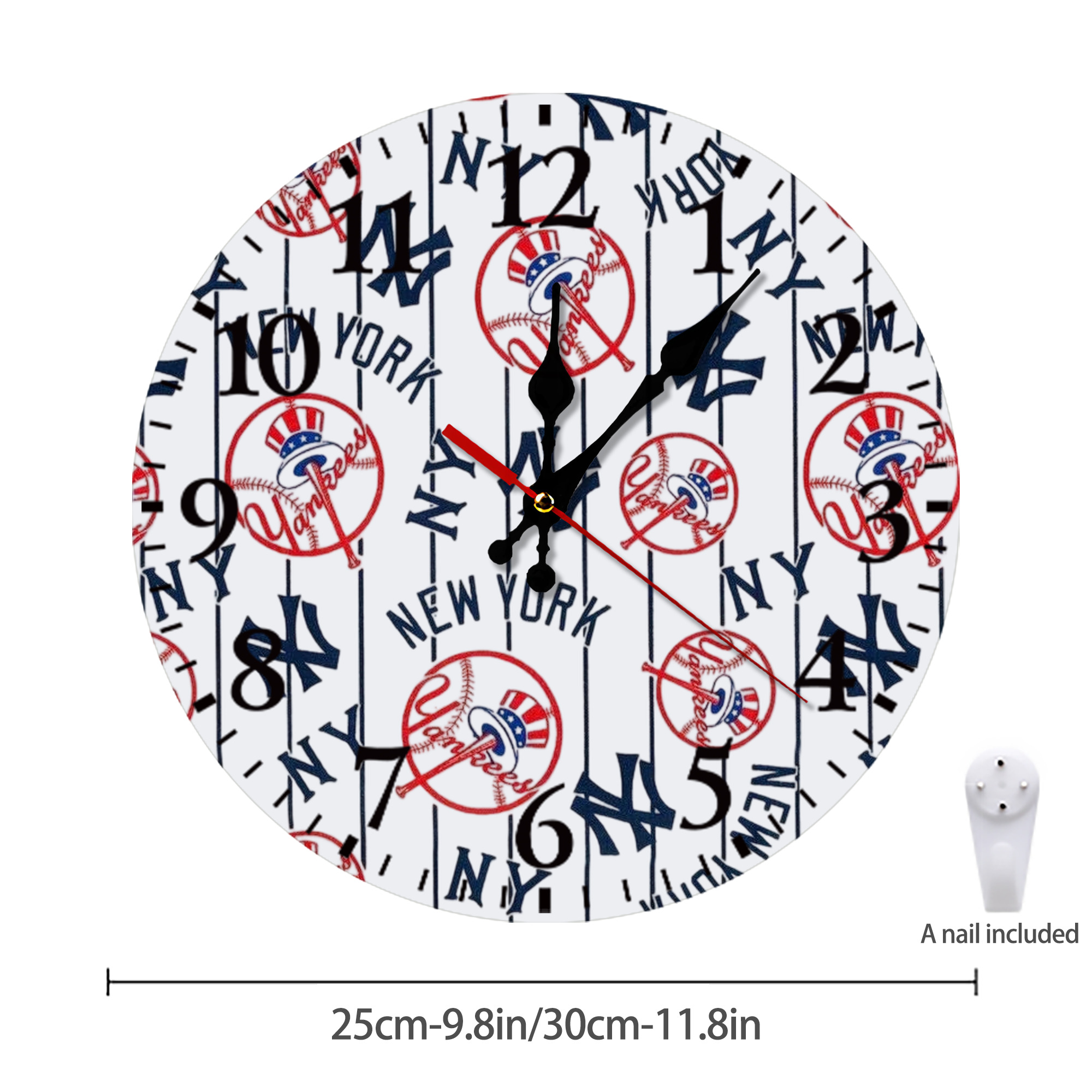 New York Yankees 78 Silent Round Wall Clock – Modern & Stylish DIY Design, Durable Wood Construction, Easy To Install – Perfect For Office, Bedroom, Living Room, And More