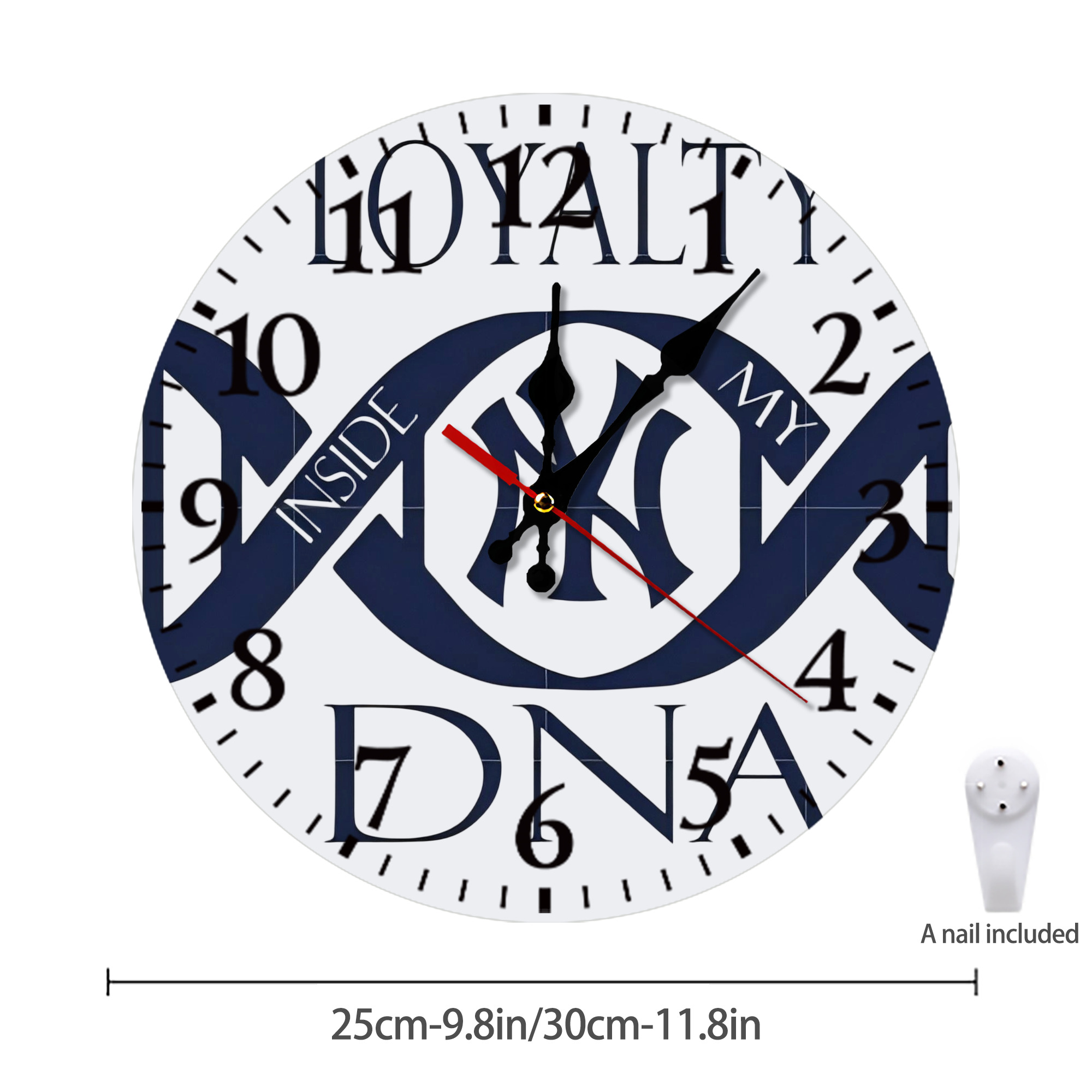 New York Yankees Loyalty DNA Silent Round Wall Clock – Modern & Stylish DIY Design, Durable Wood Construction, Easy To Install – Perfect For Office, Bedroom, Living Room, And More