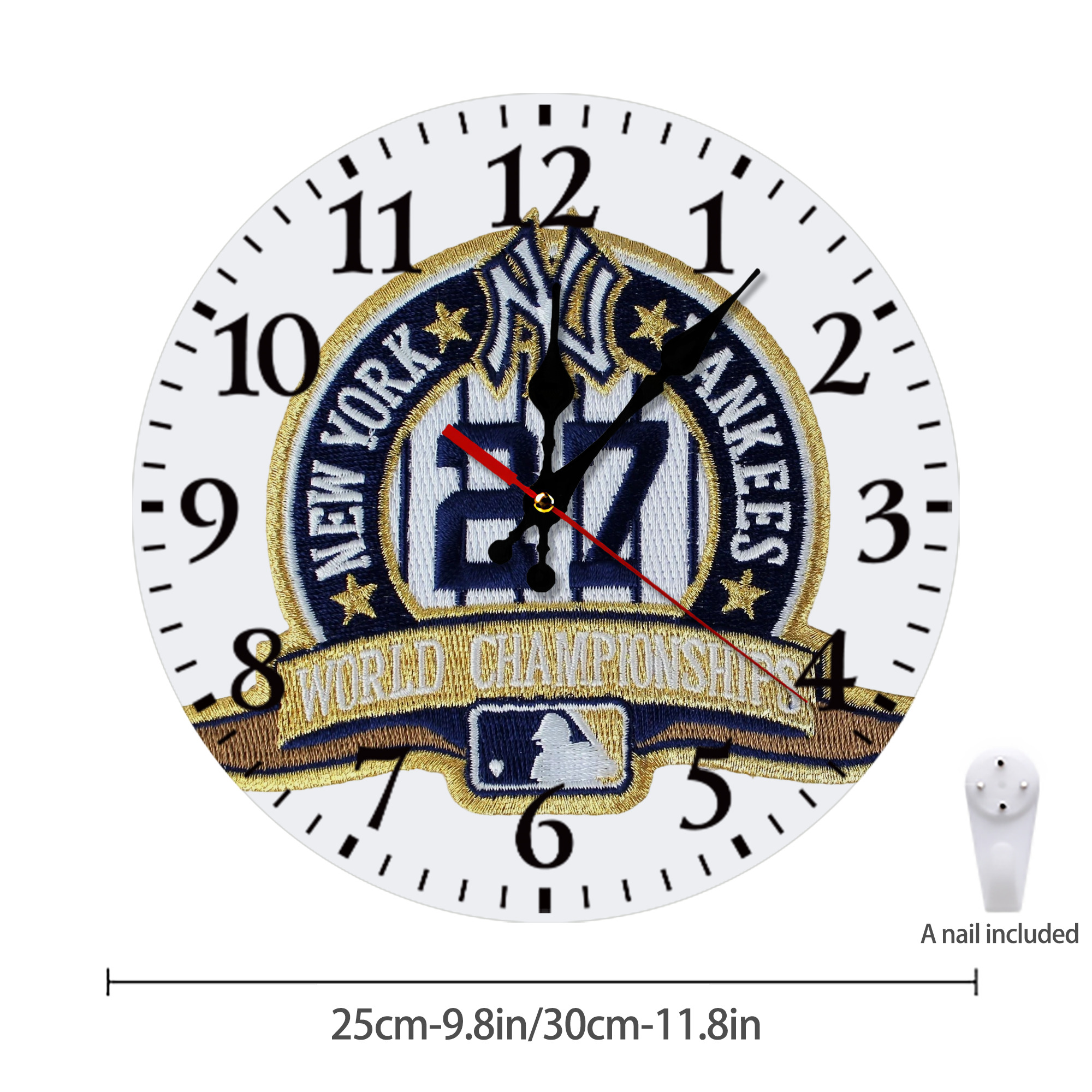 New York Yankees 271 Silent Round Wall Clock – Modern & Stylish DIY Design, Durable Wood Construction, Easy To Install – Perfect For Office, Bedroom, Living Room, And More
