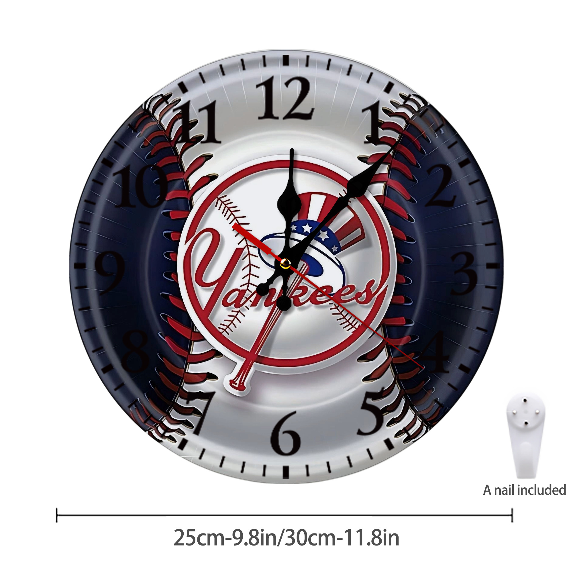 New York Yankees 81 Silent Round Wall Clock – Modern & Stylish DIY Design, Durable Wood Construction, Easy To Install – Perfect For Office, Bedroom, Living Room, And More