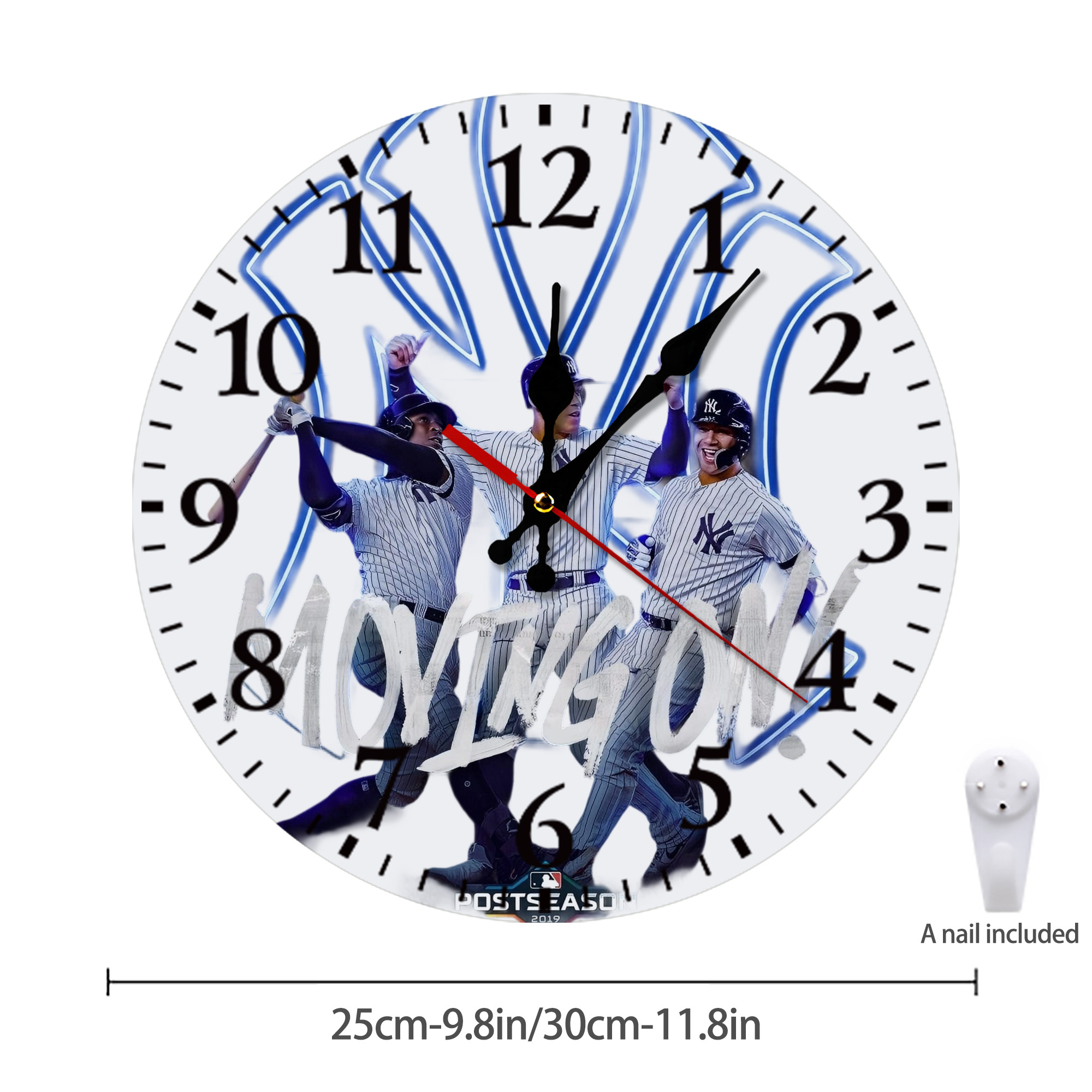 New York Yankees 280 Silent Round Wall Clock – Modern & Stylish DIY Design, Durable Wood Construction, Easy To Install – Perfect For Office, Bedroom, Living Room, And More