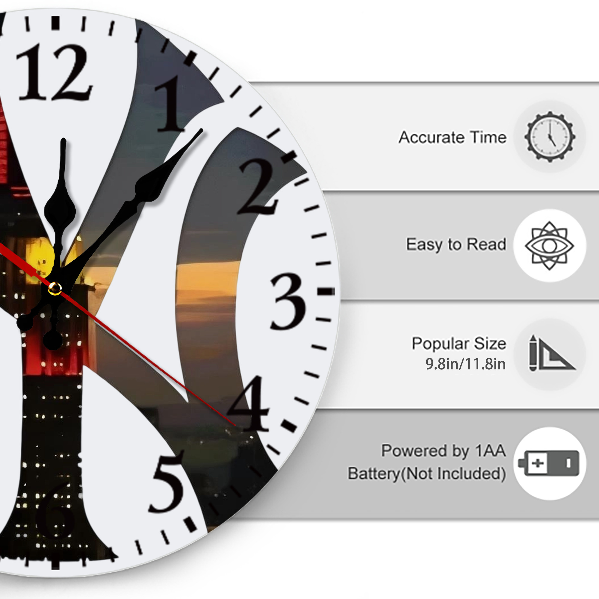 New York Yankees Logo New York Background Silent Round Wall Clock – Modern & Stylish DIY Design, Durable Wood Construction, Easy To Install – Perfect For Office, Bedroom, Living Room, And More