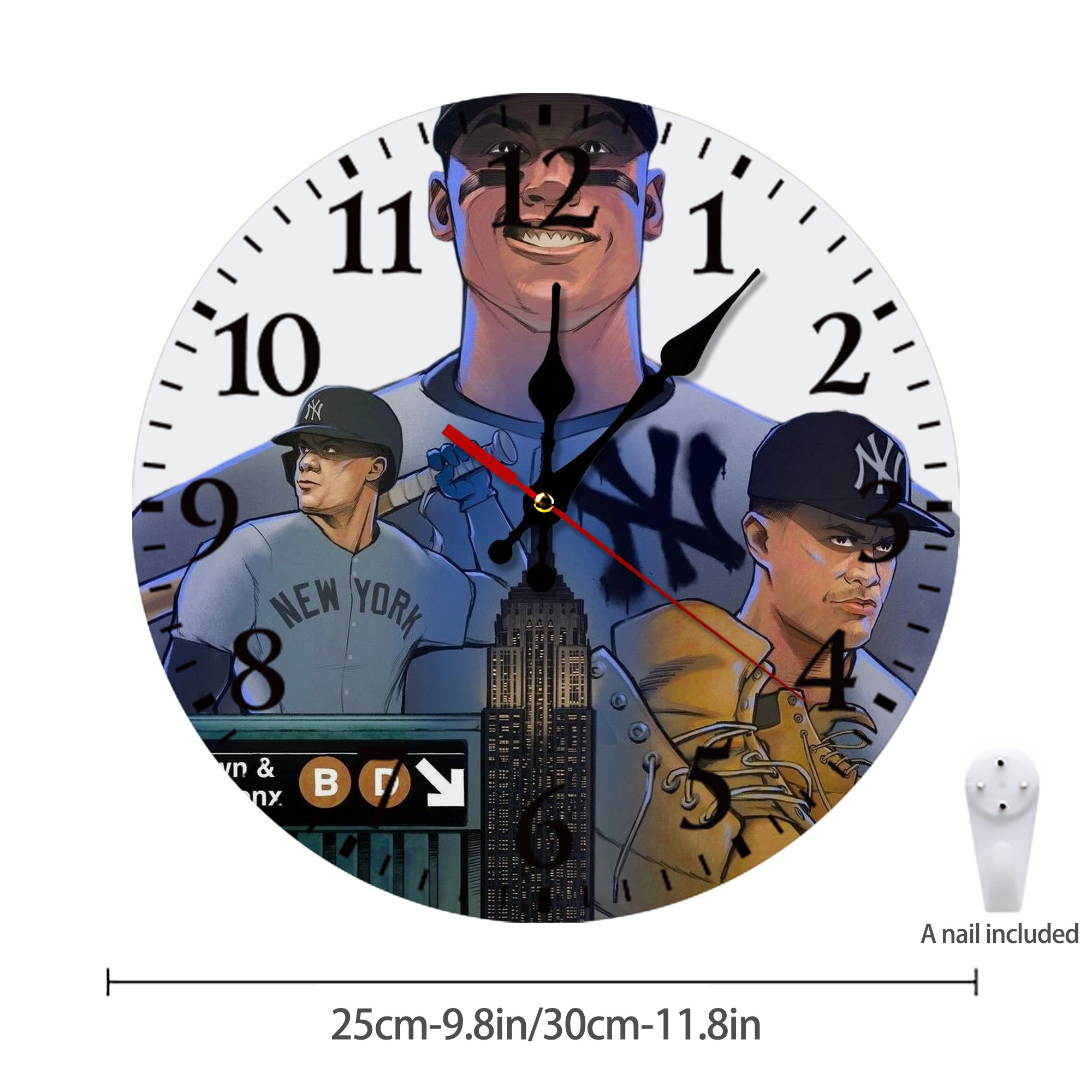 New York Yankees 273 Silent Round Wall Clock – Modern & Stylish DIY Design, Durable Wood Construction, Easy To Install – Perfect For Office, Bedroom, Living Room, And More