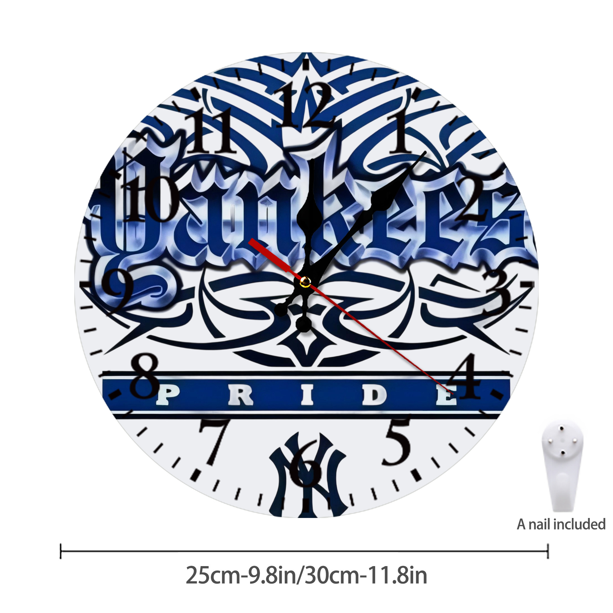 New York Yankees 278 Silent Round Wall Clock – Modern & Stylish DIY Design, Durable Wood Construction, Easy To Install – Perfect For Office, Bedroom, Living Room, And More