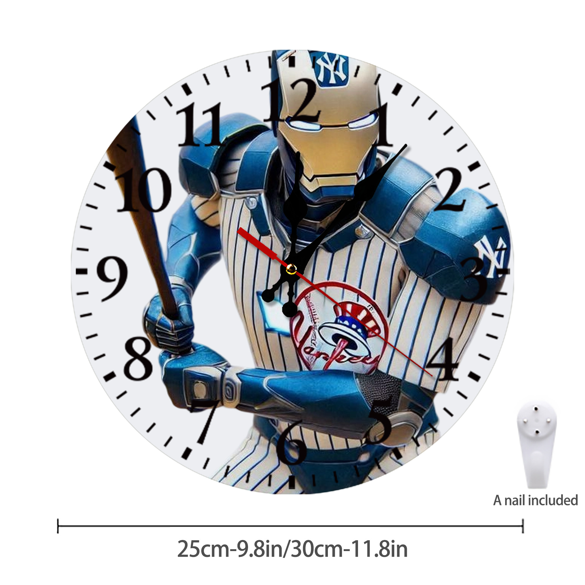 New York Yankees 283 Silent Round Wall Clock – Modern & Stylish DIY Design, Durable Wood Construction, Easy To Install – Perfect For Office, Bedroom, Living Room, And More