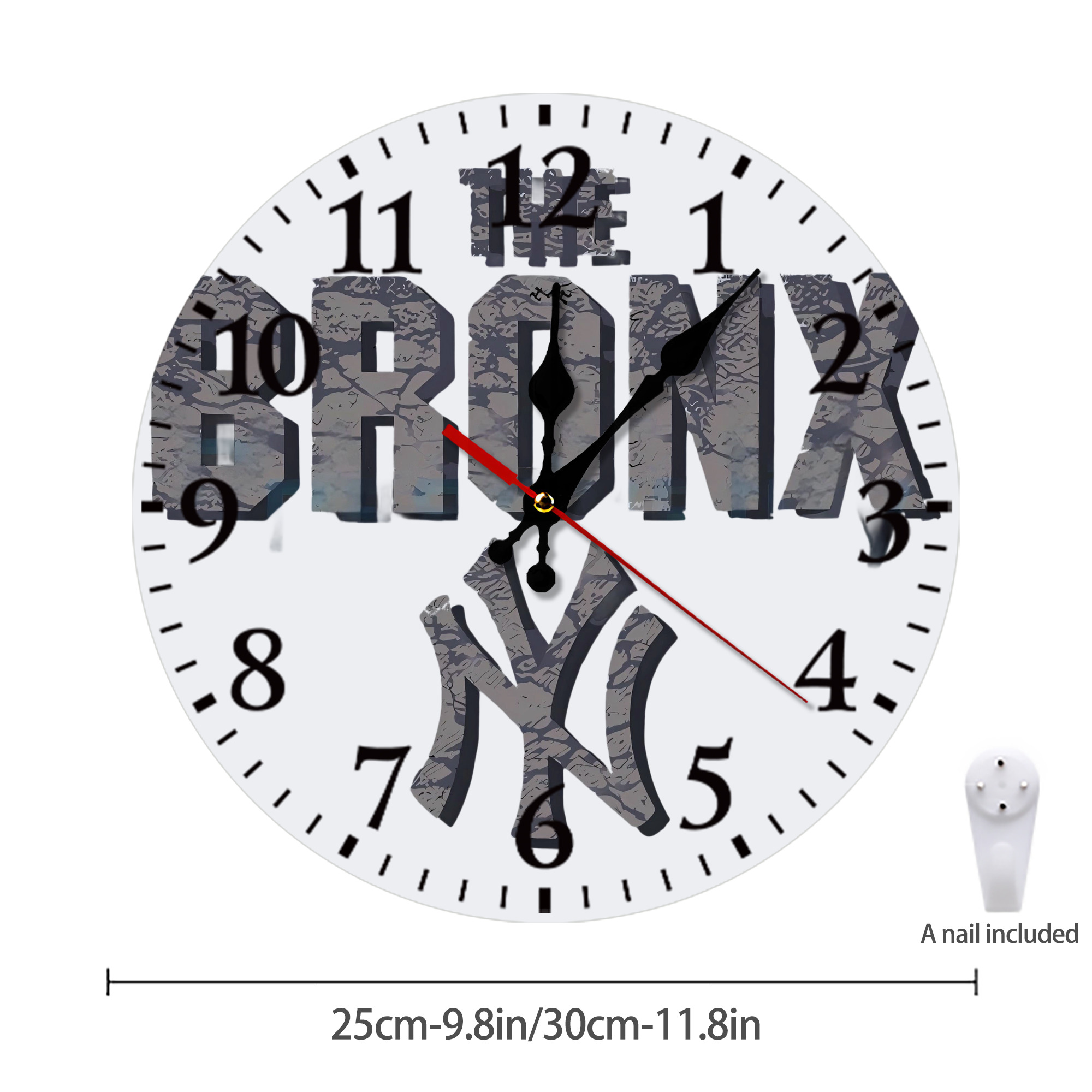 New York Yankees The Bronx Silent Round Wall Clock – Modern & Stylish DIY Design, Durable Wood Construction, Easy To Install – Perfect For Office, Bedroom, Living Room, And More