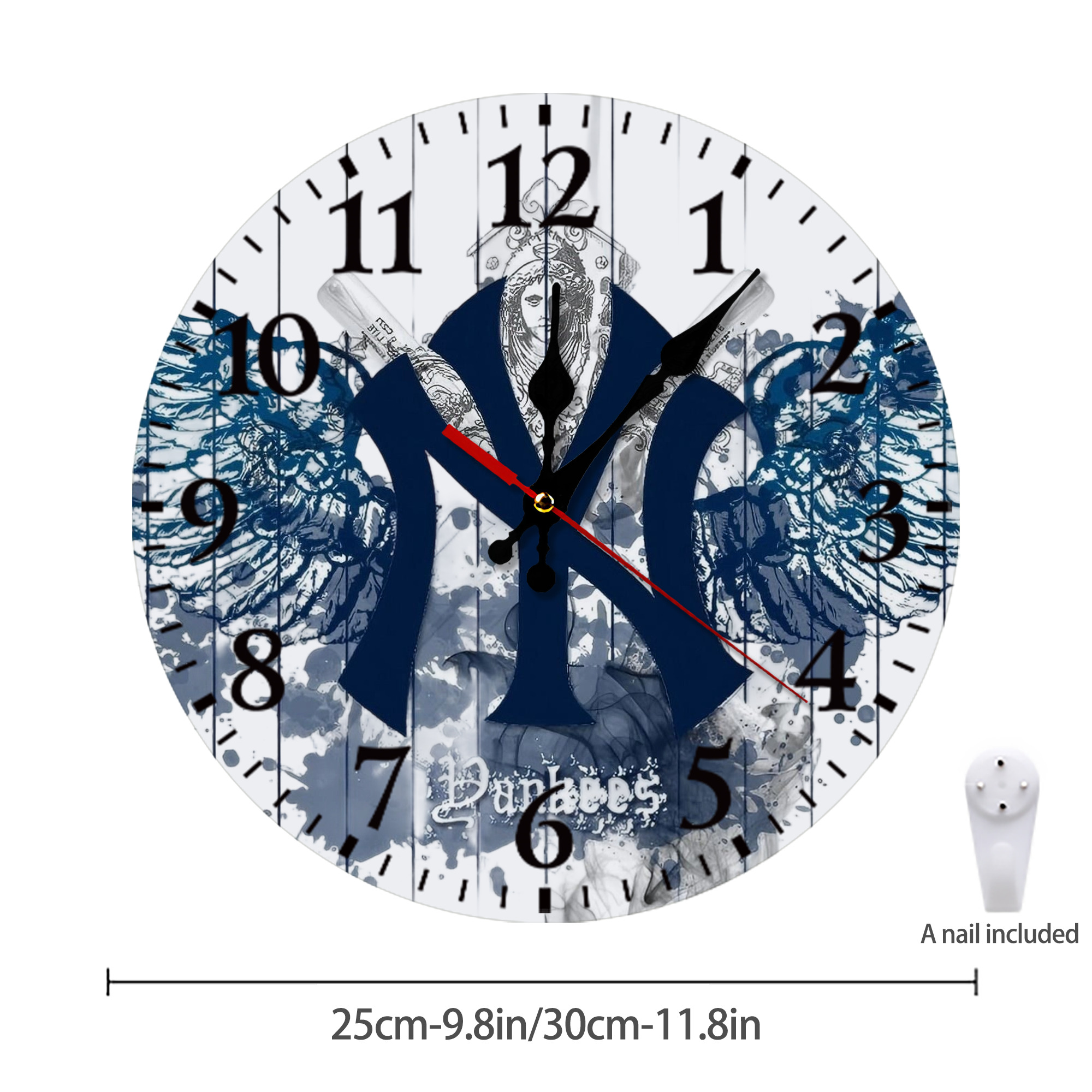 New York Yankees 293 Silent Round Wall Clock – Modern & Stylish DIY Design, Durable Wood Construction, Easy To Install – Perfect For Office, Bedroom, Living Room, And More