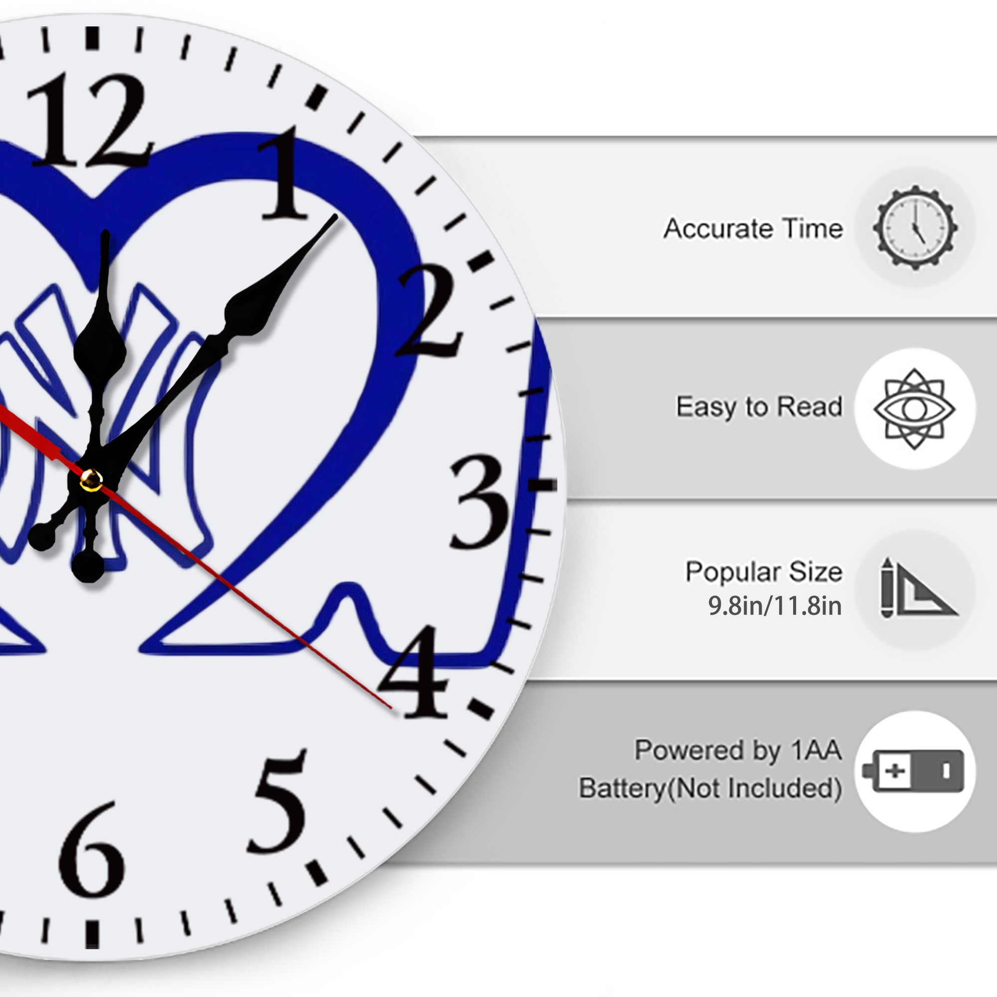 New York Yankees EKG Heart Line Silent Round Wall Clock – Modern & Stylish DIY Design, Durable Wood Construction, Easy To Install – Perfect For Office, Bedroom, Living Room, And More