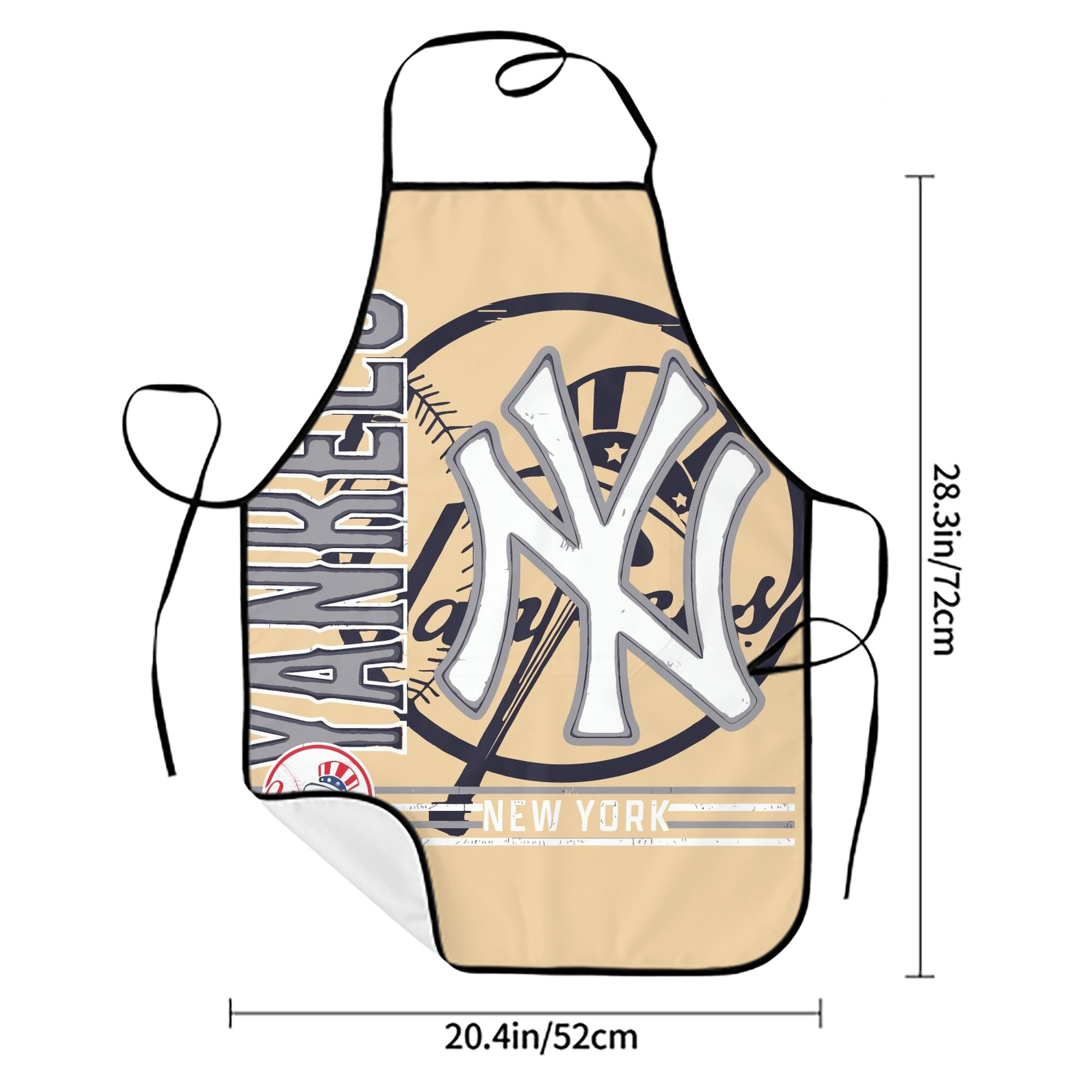Vintage New York Yankees Logo In Crisp Stain-Resistant Polyester Apron With Pocket – Full Print, Waterproof, Anti-Wrinkle, Anti-Pilling – Ideal For Kitchen, BBQ, Restaurant, Salon & More
